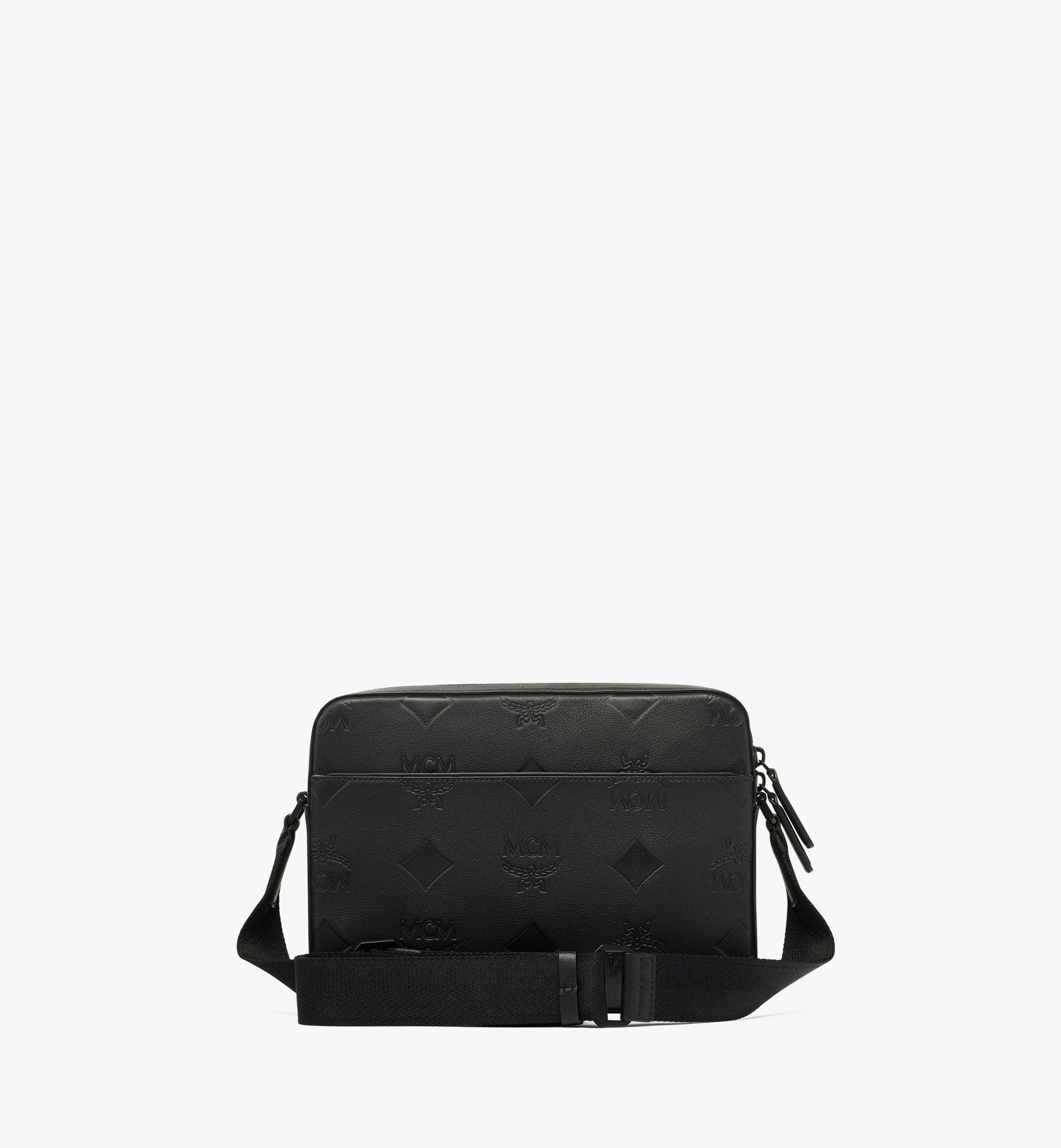 Mcm Small Aren Leather Messenger Bag - Black