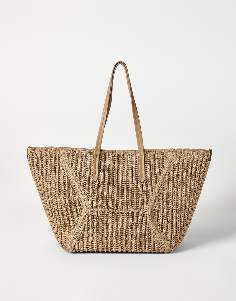 Brunello Cucinelli BC Duo bag in techno raffia knit with monili outlook