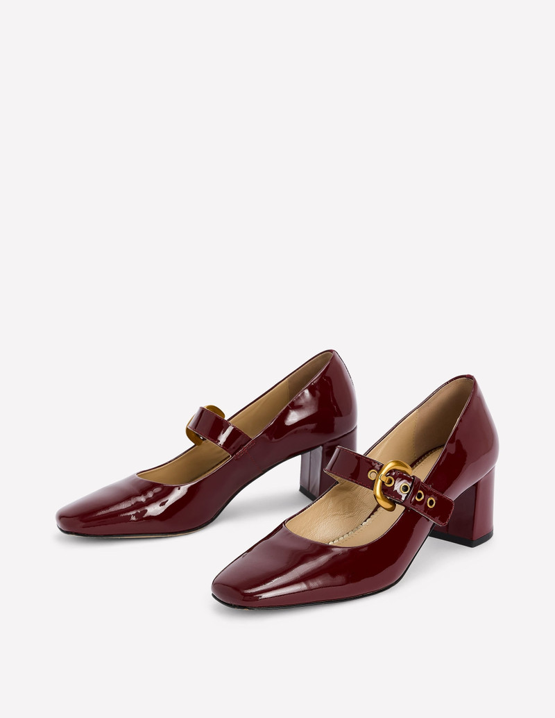 Heeled Buckle Mary Janes-Oxblood 3