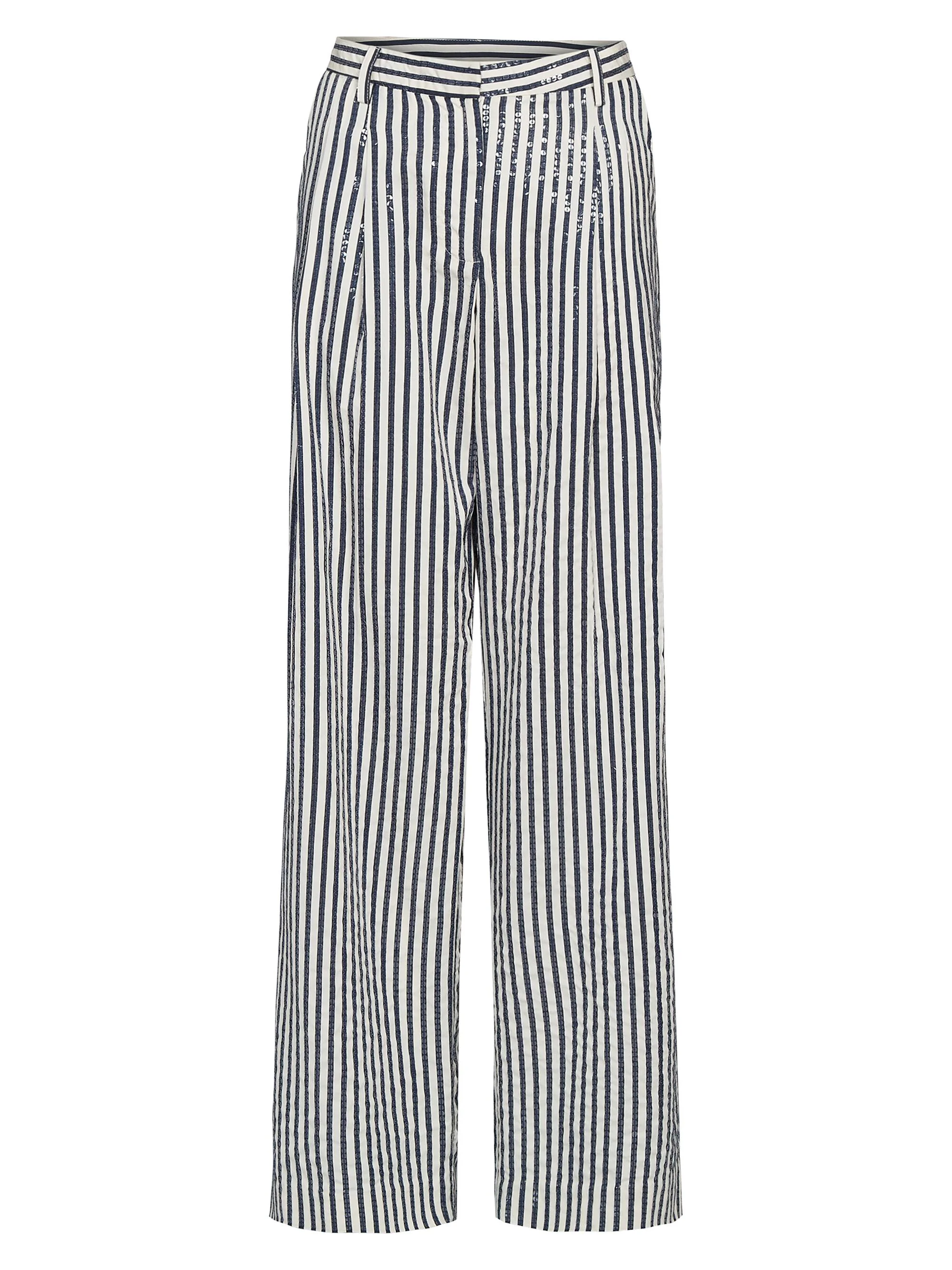 Women's Sulli Striped Sequin Trousers - Indigo White - 1