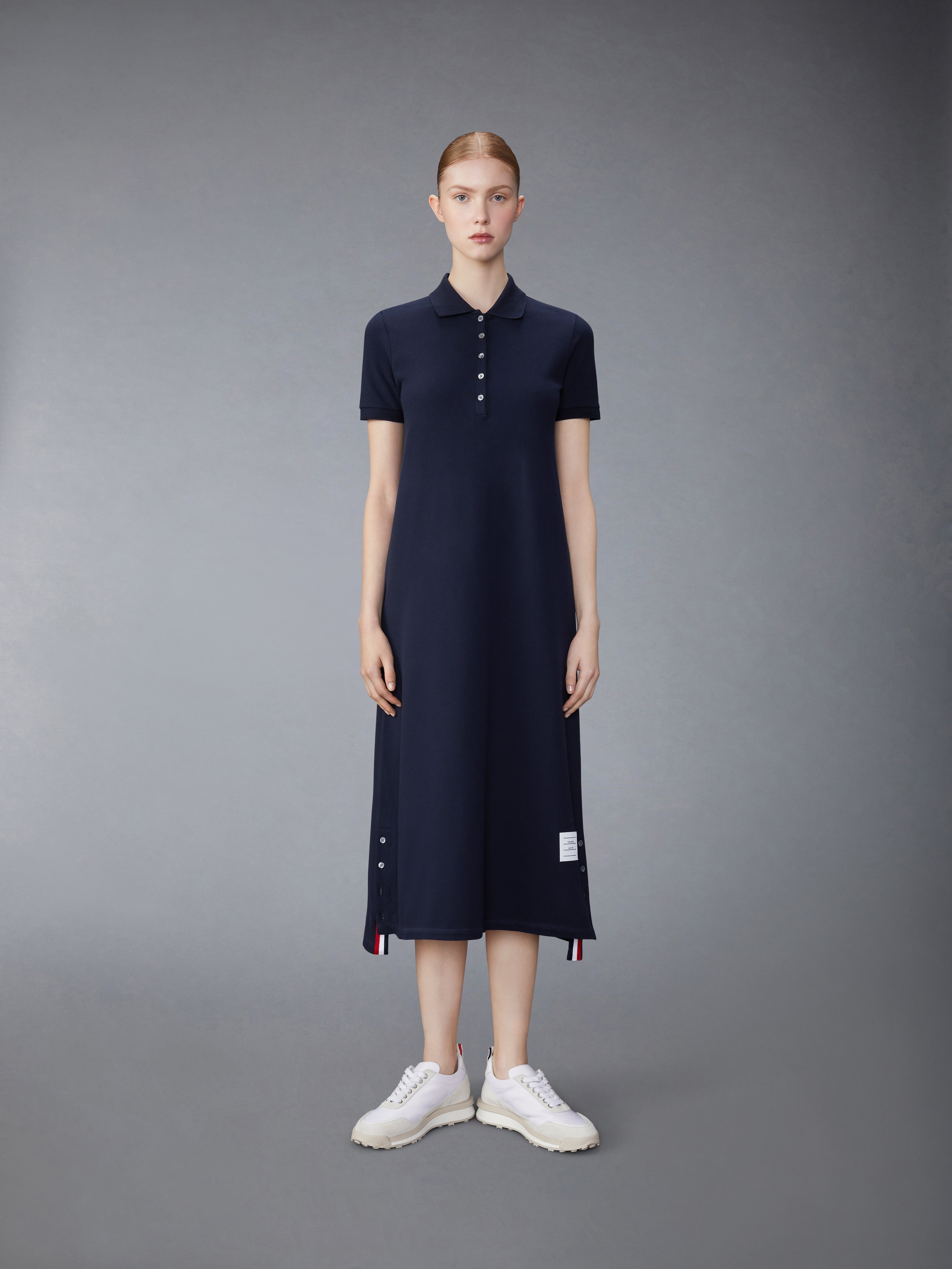 CLASSIC COTTON PIQUE CENTER BACK STRIPE MAXI POLO SHIRTDRESS - 2