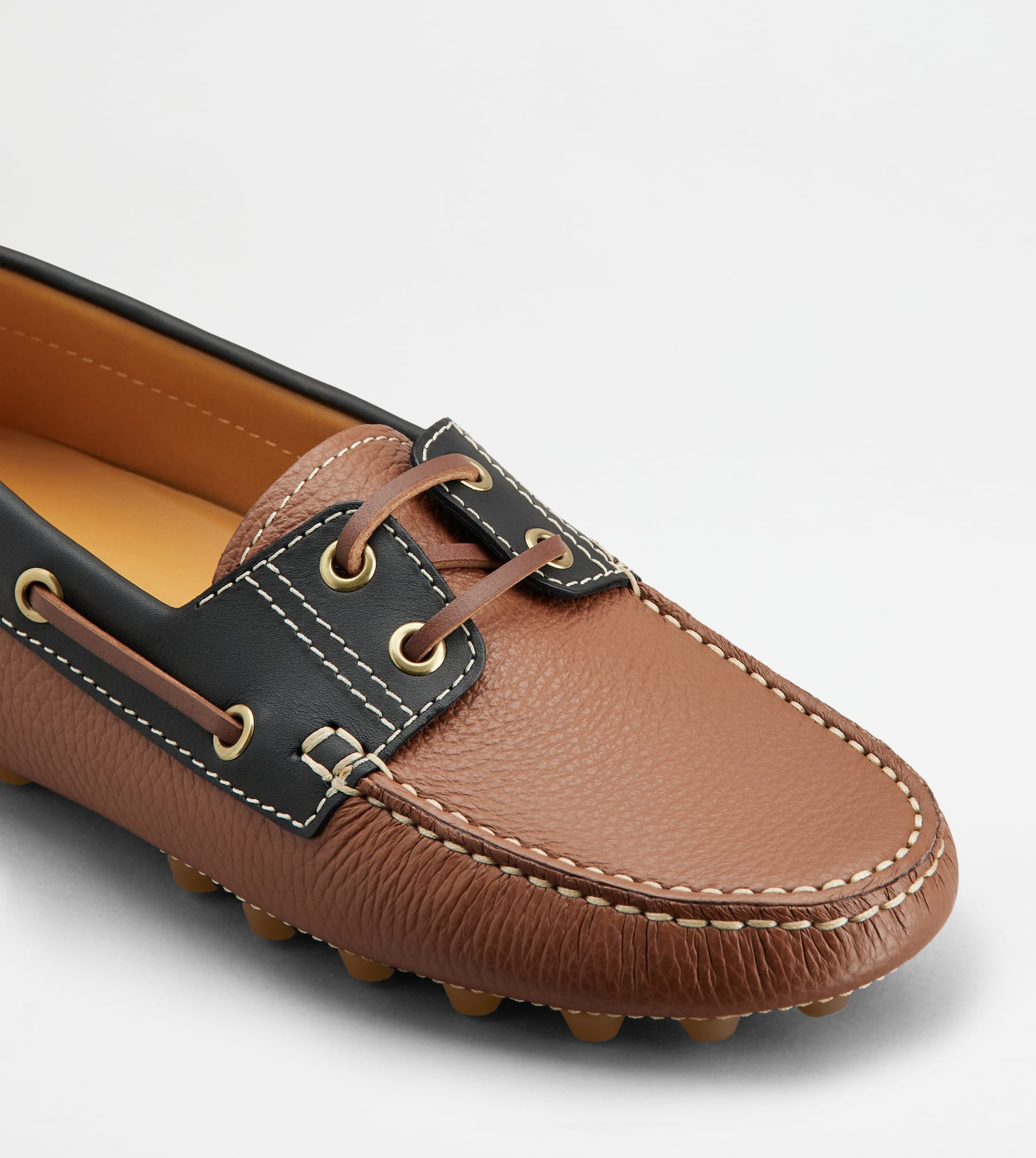 BOAT GOMMINO BUBBLE IN LEATHER - BROWN, BLACK - 6