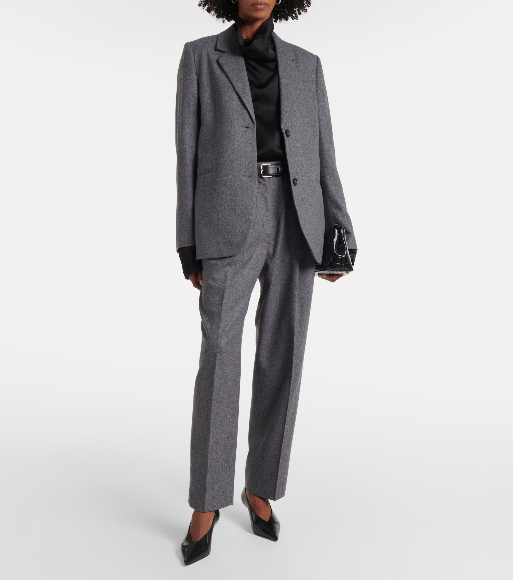 Low-rise wool-blend flannel straight pants - 2
