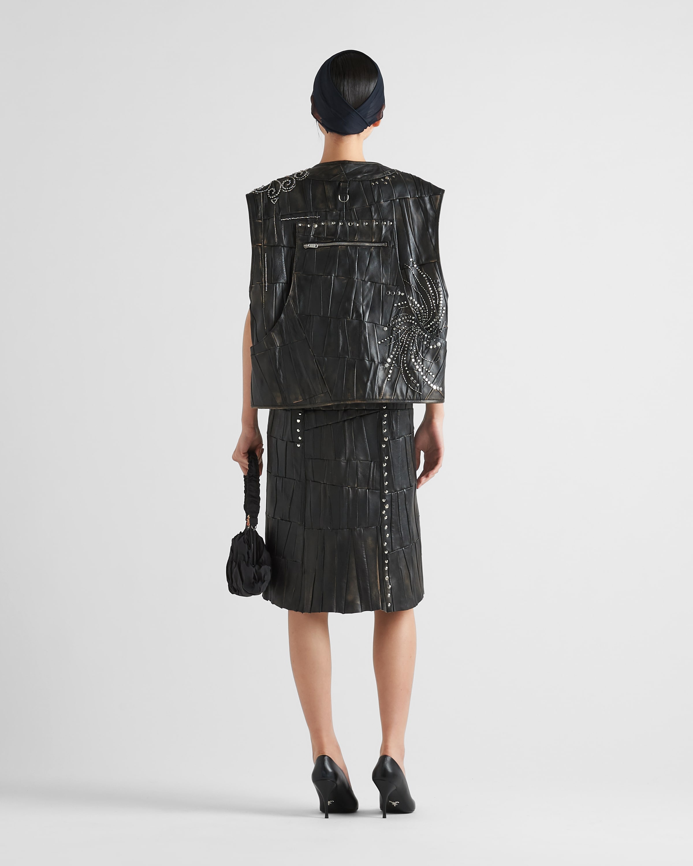 Nappa leather patchwork vest - 5