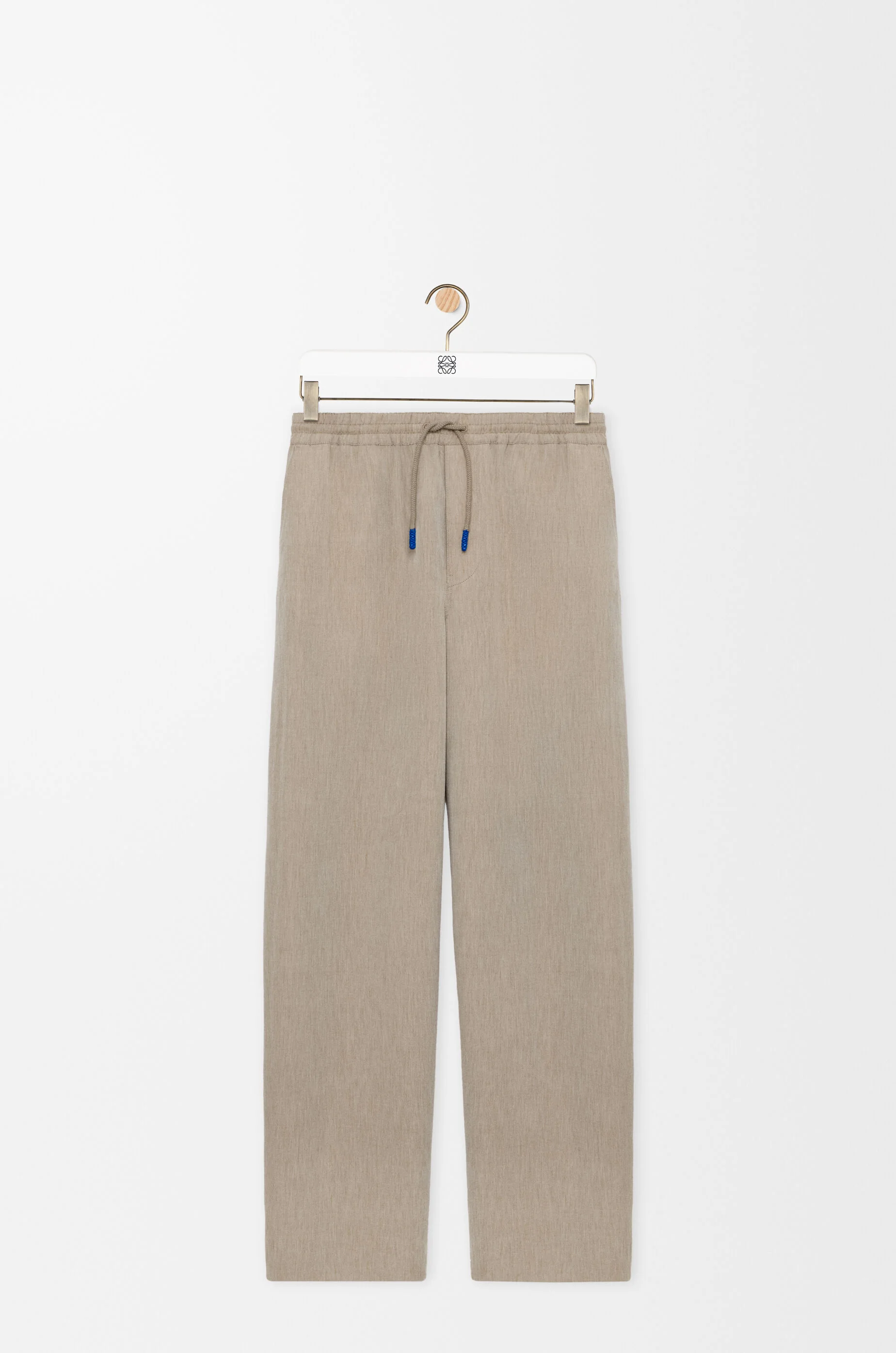 Drawstring trousers in wool and cotton - 1