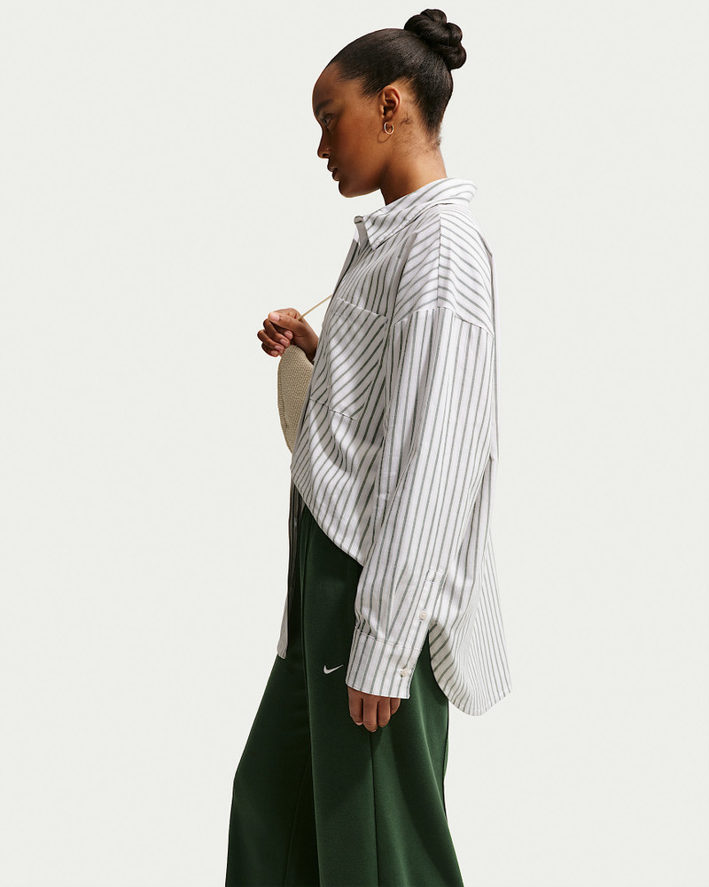 Nike Sportswear Chill Poplin Women's Oversized Woven Long-Sleeve Striped Top 3