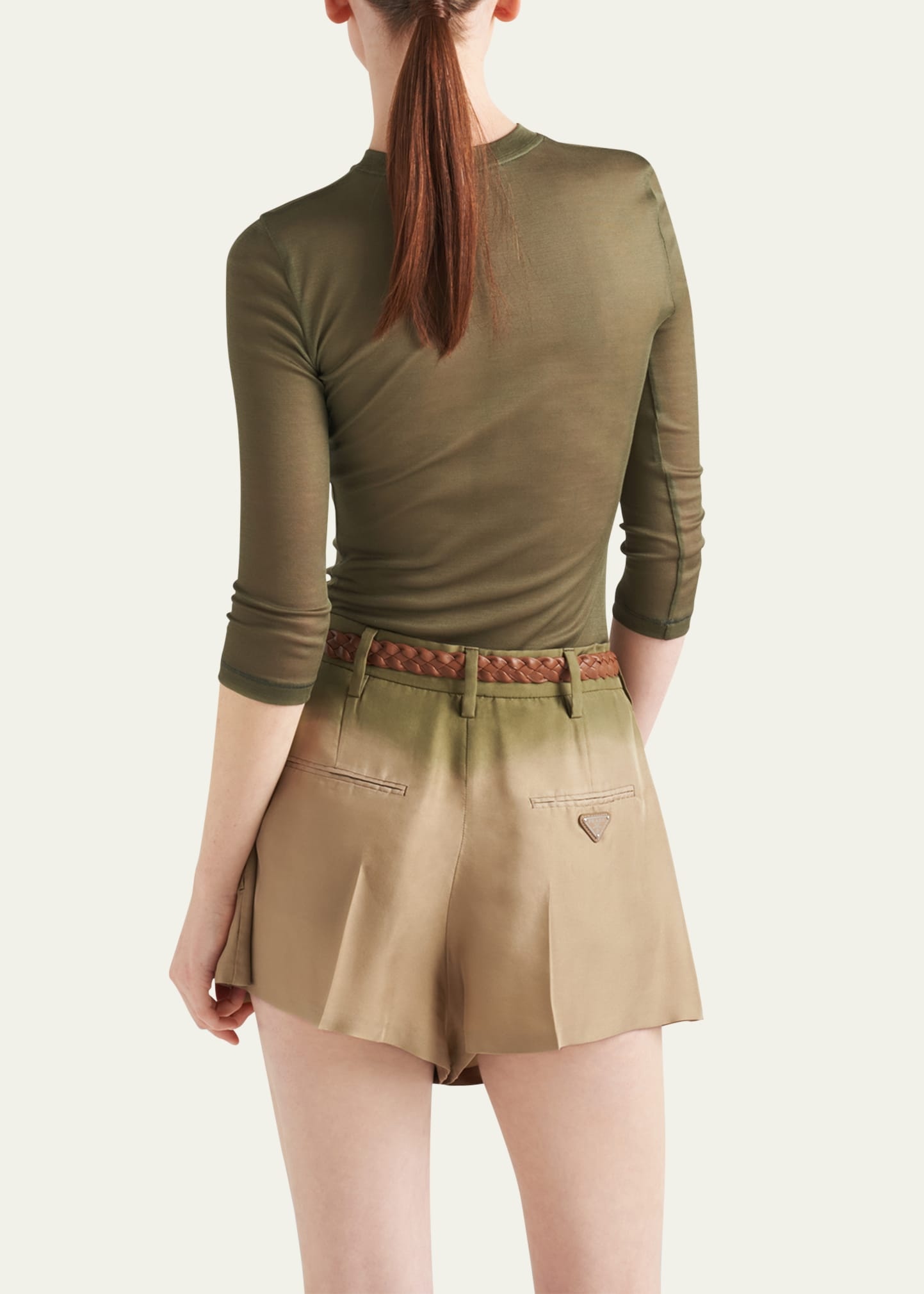 Three-Quarter Sleeve Jersey Silk Top - 3