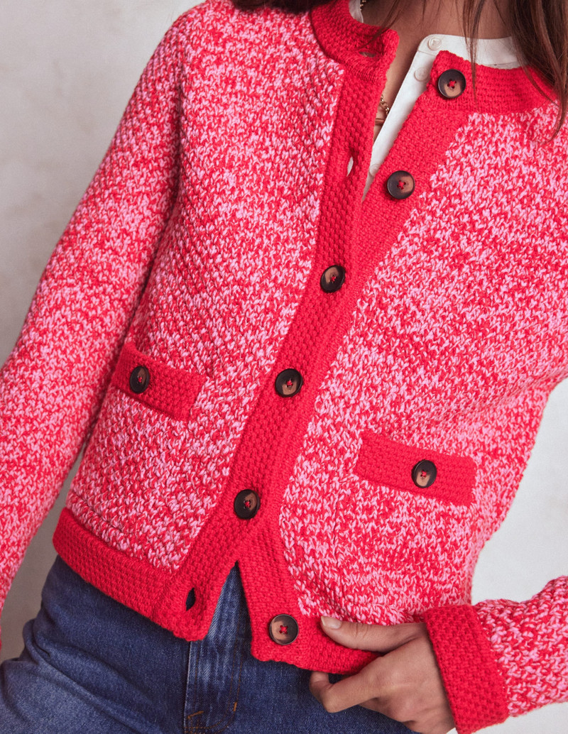 Libby Knitted Jacket-Pink Ribbon/ Poppy Red 4