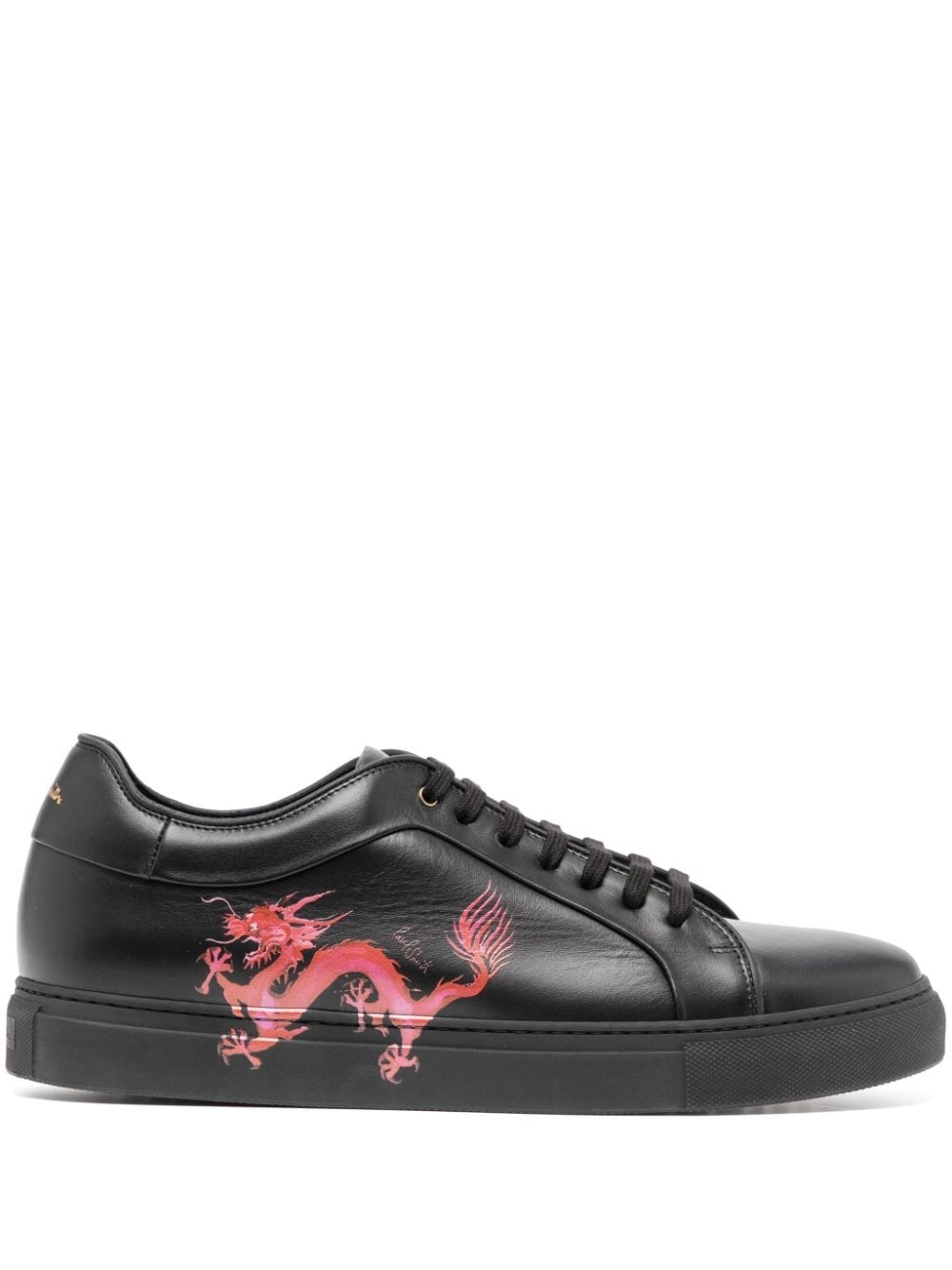 dragon-print leather sneakers - 1