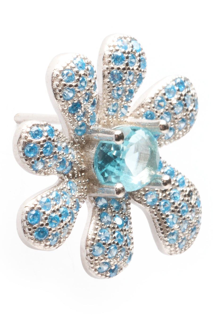 SKY PAVE SQUASHED BLOSSOM EARRING - 3