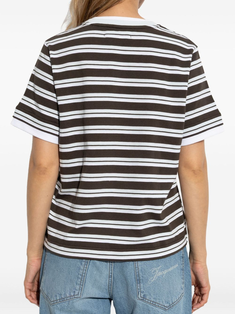 embroidered-logo striped-pattern T-shirt 4