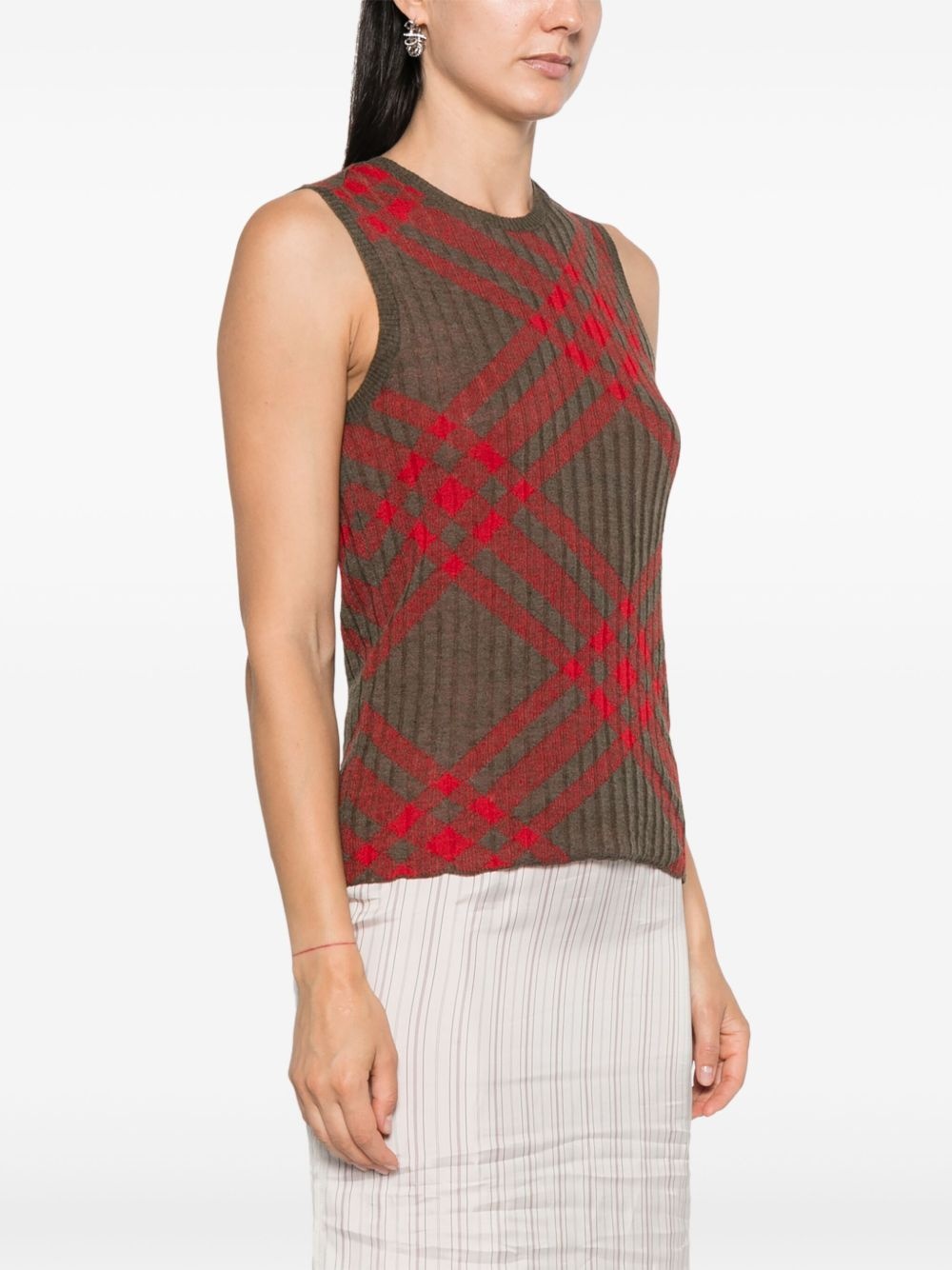 Check Wool Blend Tank Top - 3