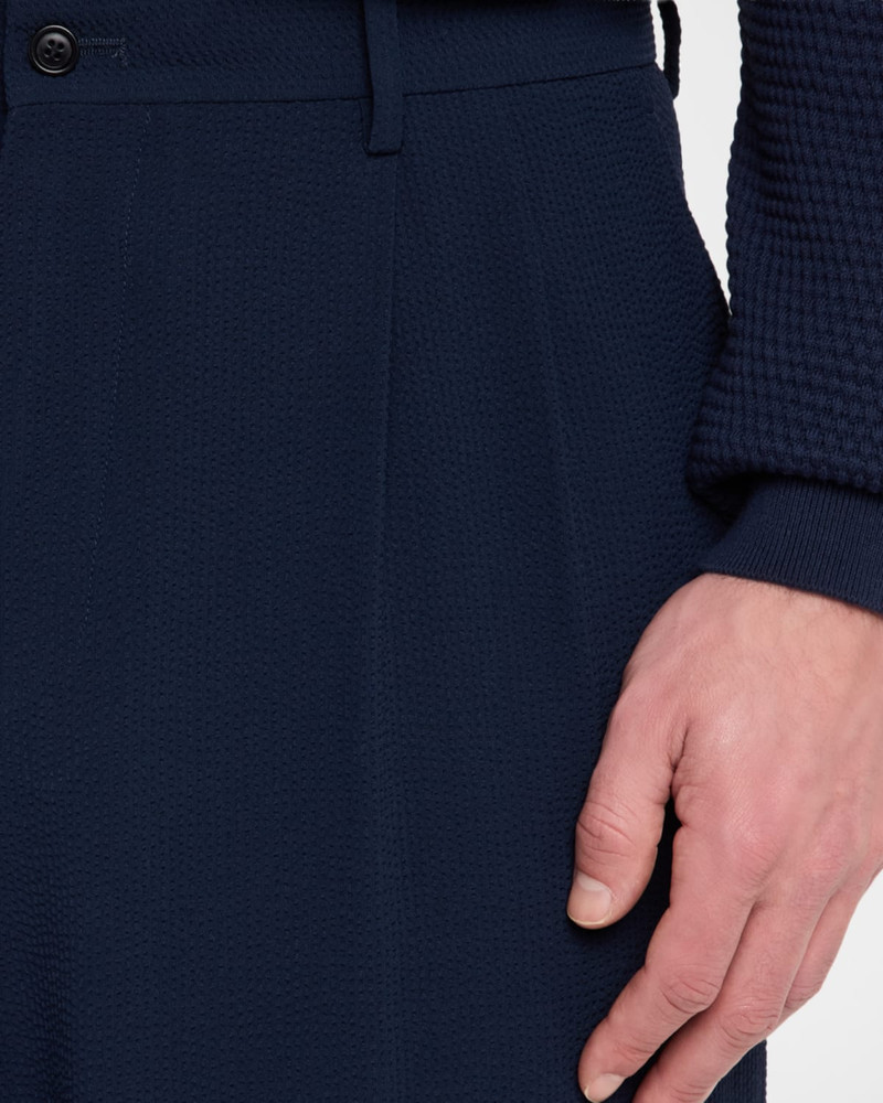 Men's Stretch Wool Seersucker Double-Pleat Trousers 5