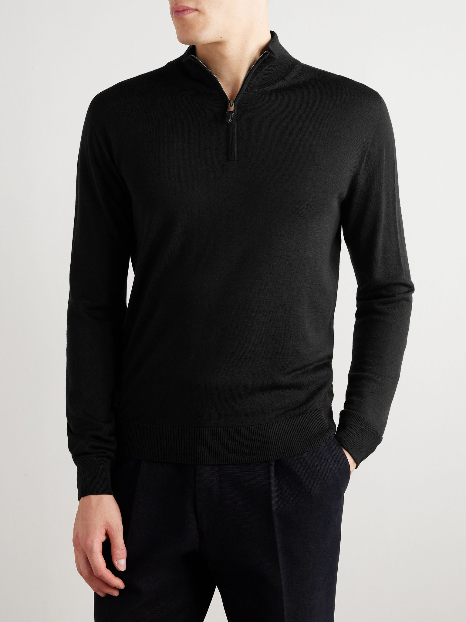 Nuvola Merino Wool Half-Zip Sweater Black - 3