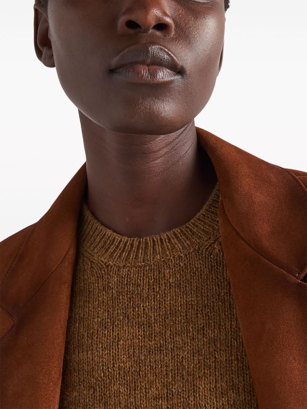 single-breasted suede jacket - 4