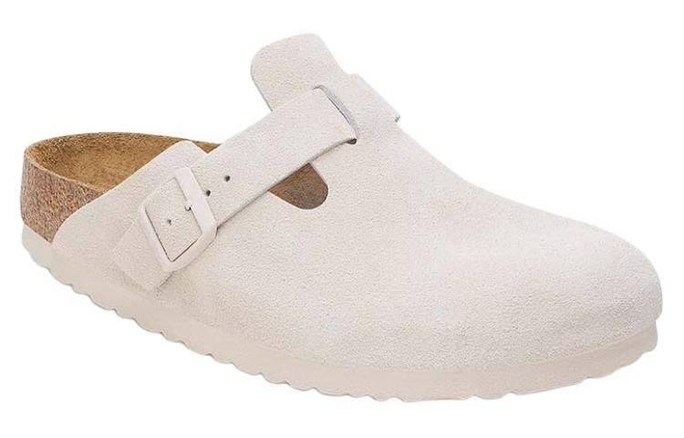 Birkenstock Boston Soft Footbed Suede Leather Narrow Fit Sandals 'Antique White' 1027693 - 2