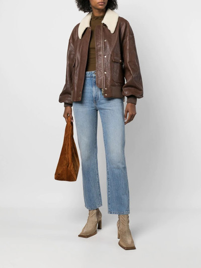 KHAITE shearling-collar leather jacket outlook