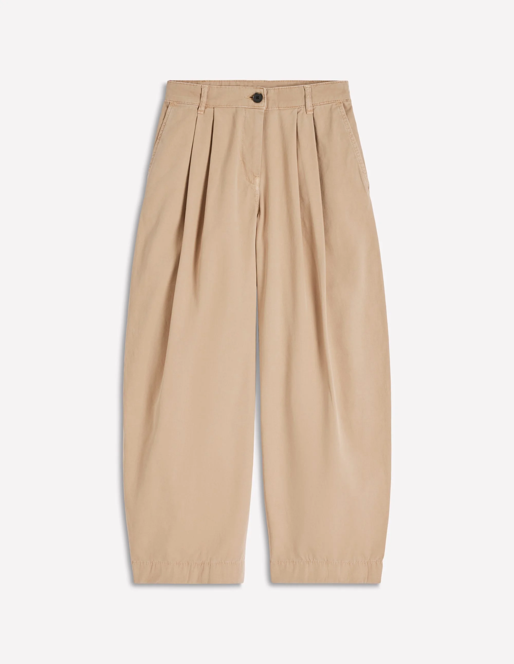 Pleat Barrel Leg Pants-Stone - 1