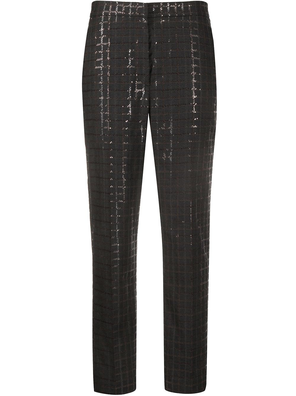 sequinned checkered tapered trousers - 1