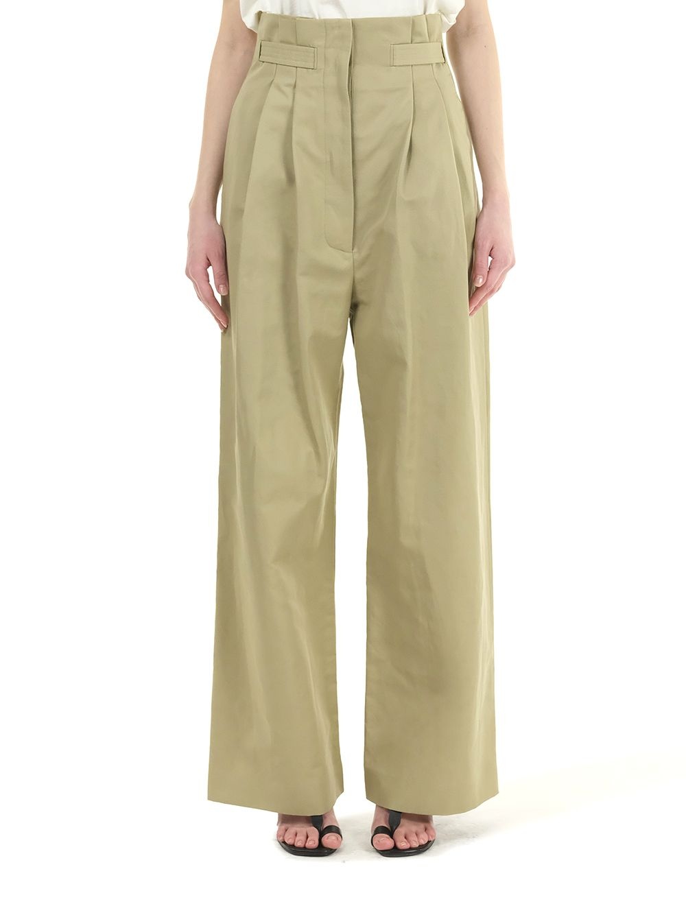 Linen Wide Leg Trousers Beige - 3