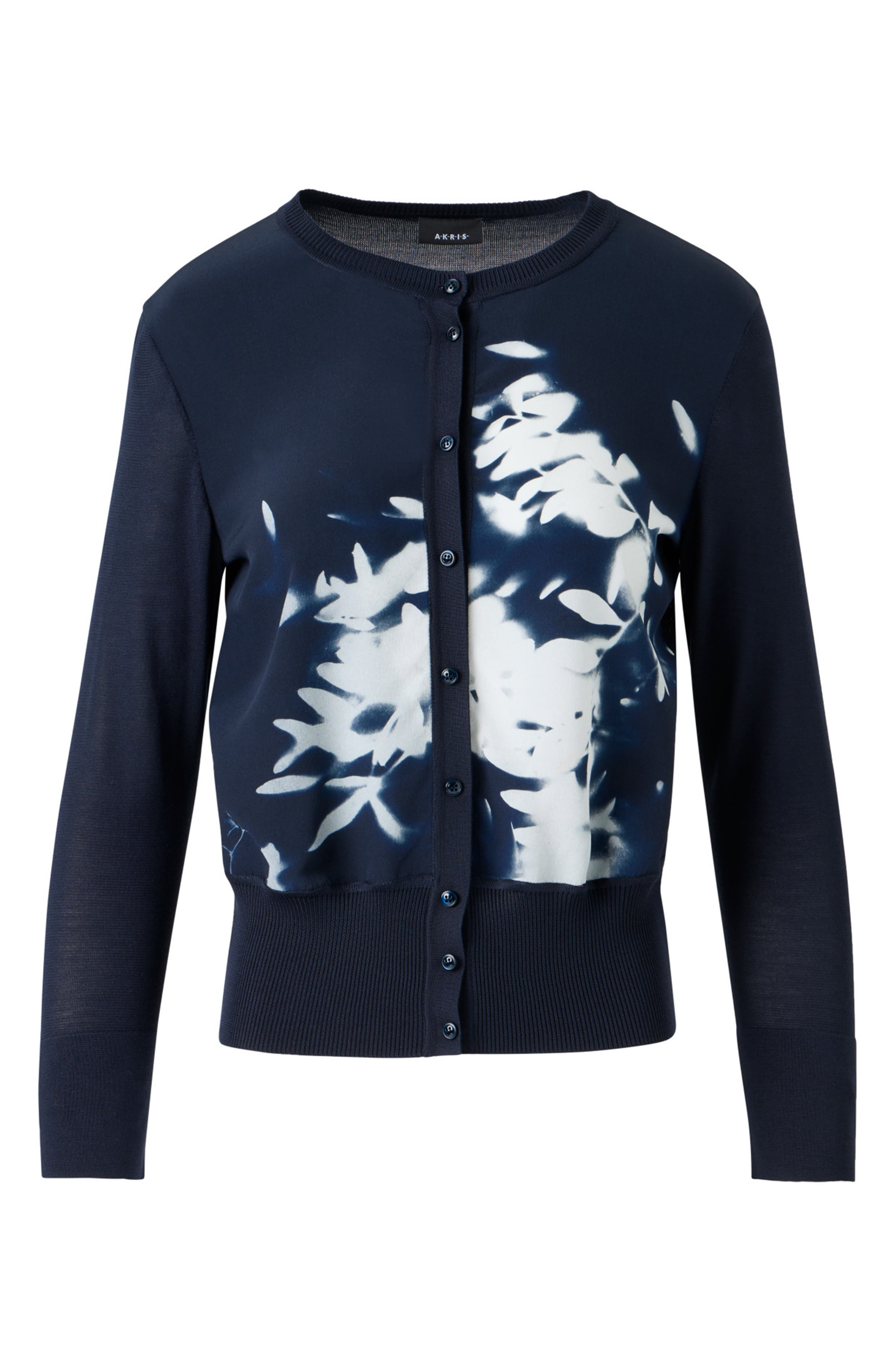 Akris Wildflower Print Silk Cardigan in Navy-Ecru at Nordstrom - 5