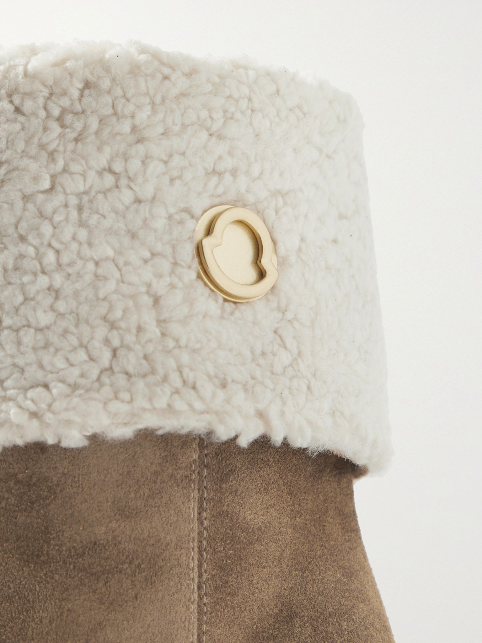 W Short shearling-lined suede wedge ankle boots Tan - 4
