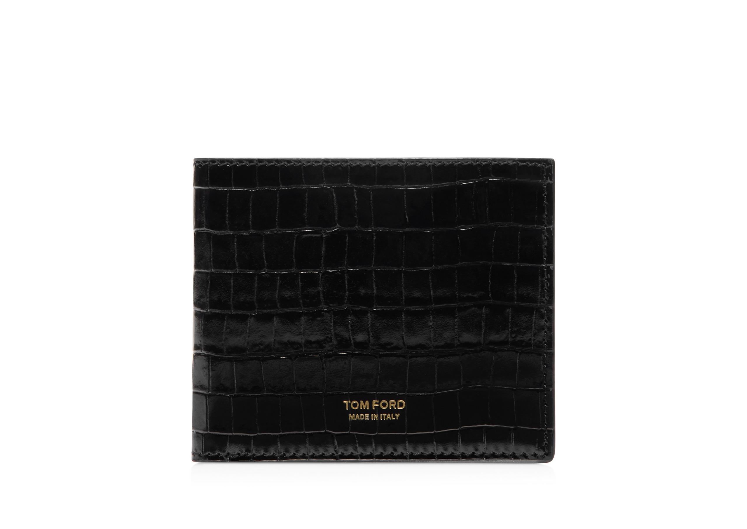 GLOSSY PRINTED CROC CLASSIC BIFOLD WALLET - 1