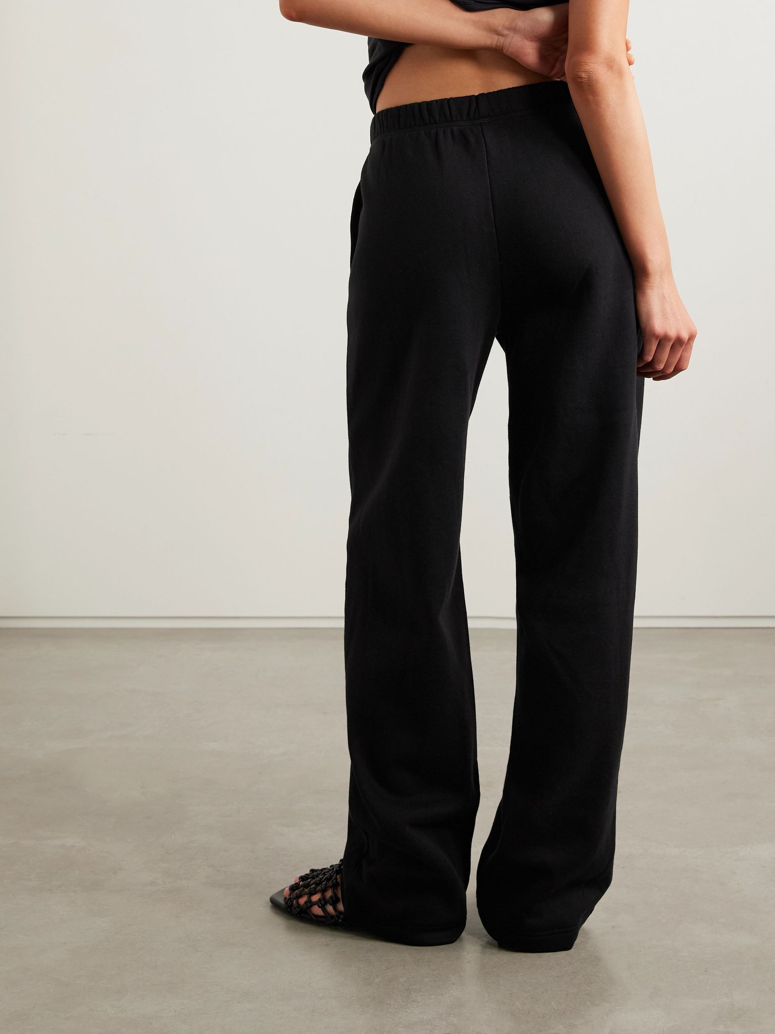 Classic Cotton-Blend Jersey Straight-Leg Pants - Onyx Black - 4