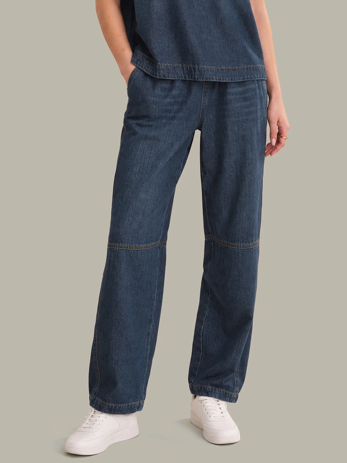Trinity: Pull On Barrel Jeans - 1