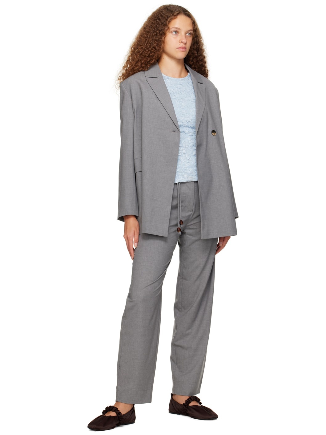 Gray Drawstring Trousers - 4