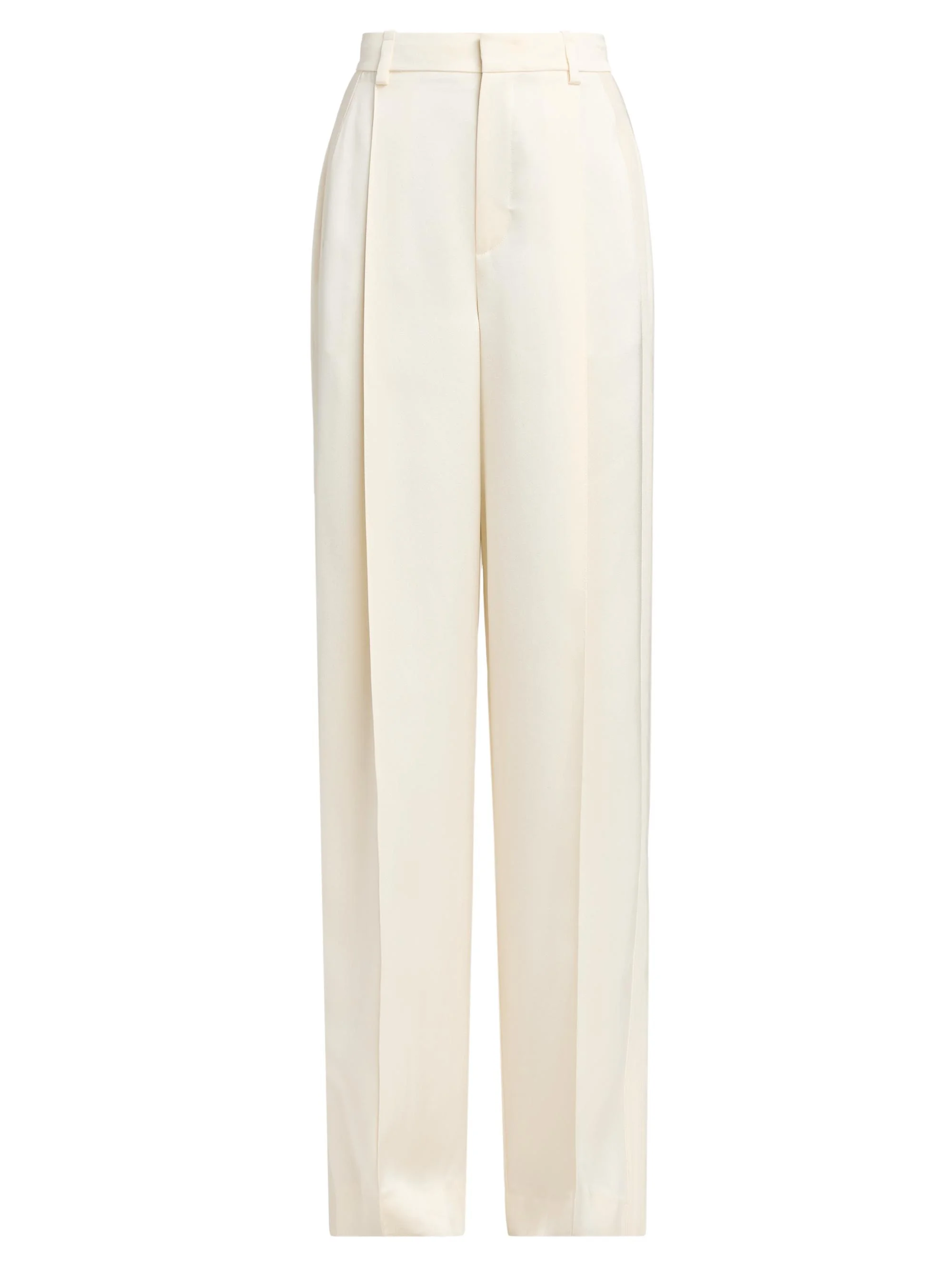 Women's High-Rise Satin Trousers - Flax - 1