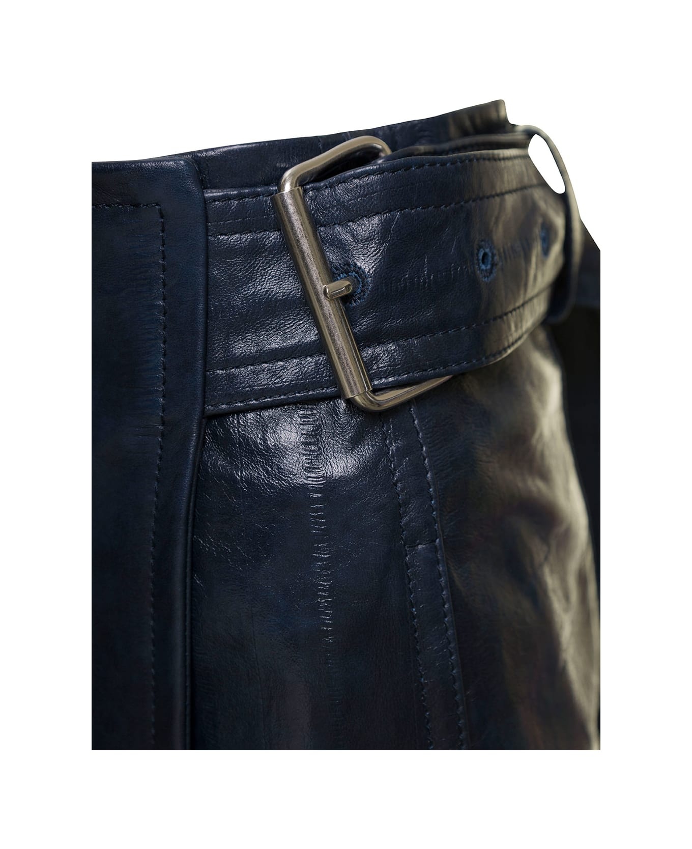 Midi Belted Wrap Skirt In Leather - 3
