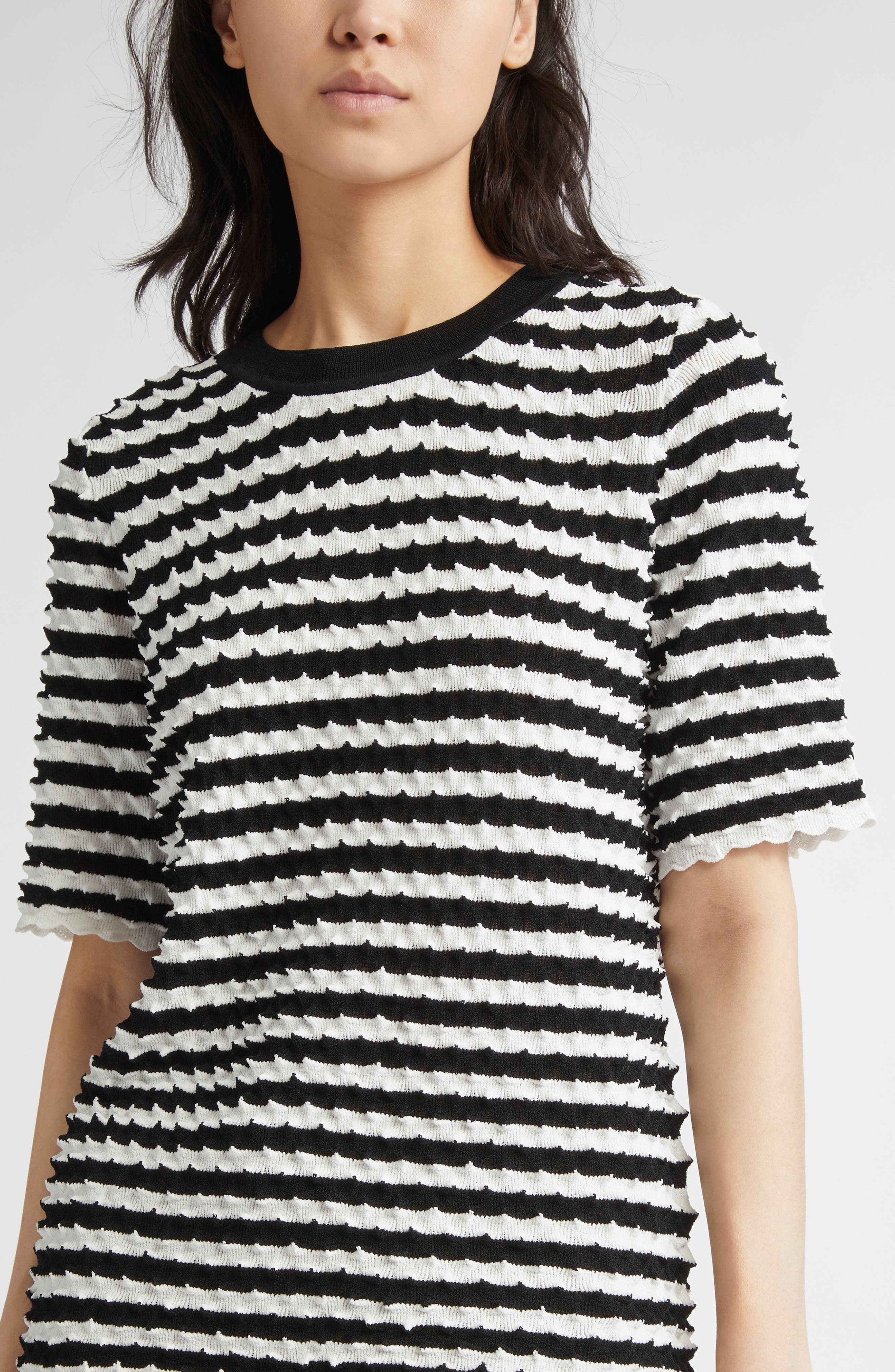 ZANKOV Elodie Stripe Crewneck Sweater in Black/Ivory Multi at Nordstrom - 5