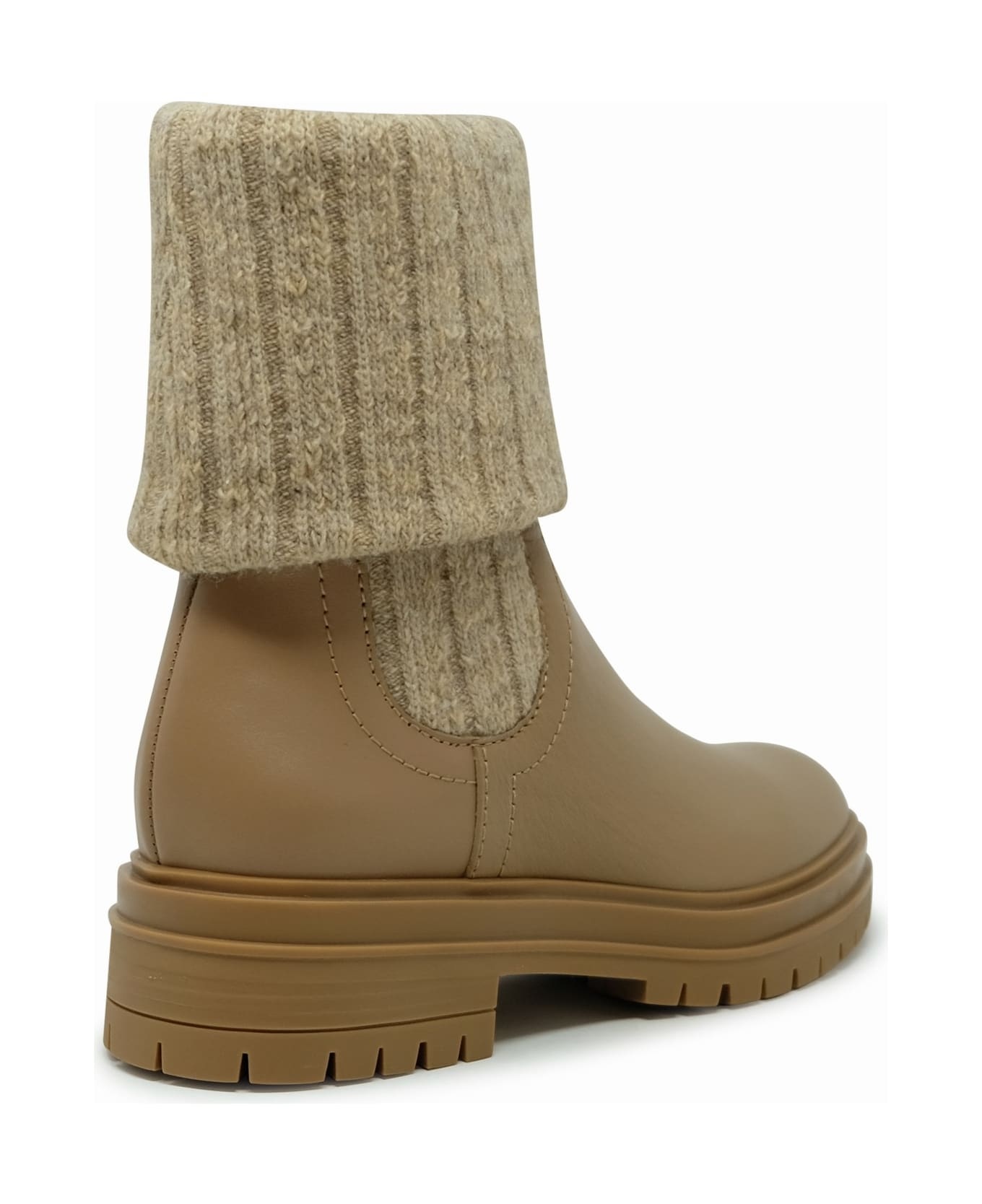 Gianvito Rossi Camel Calf And Knit Leather Boots - 3