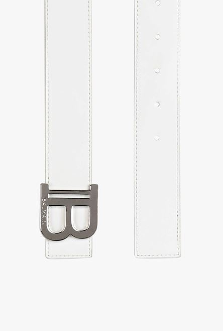 Smooth white leather B-Belt belt - 4