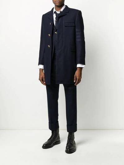 Thom Browne tonal 4-Bar flannel blazer outlook