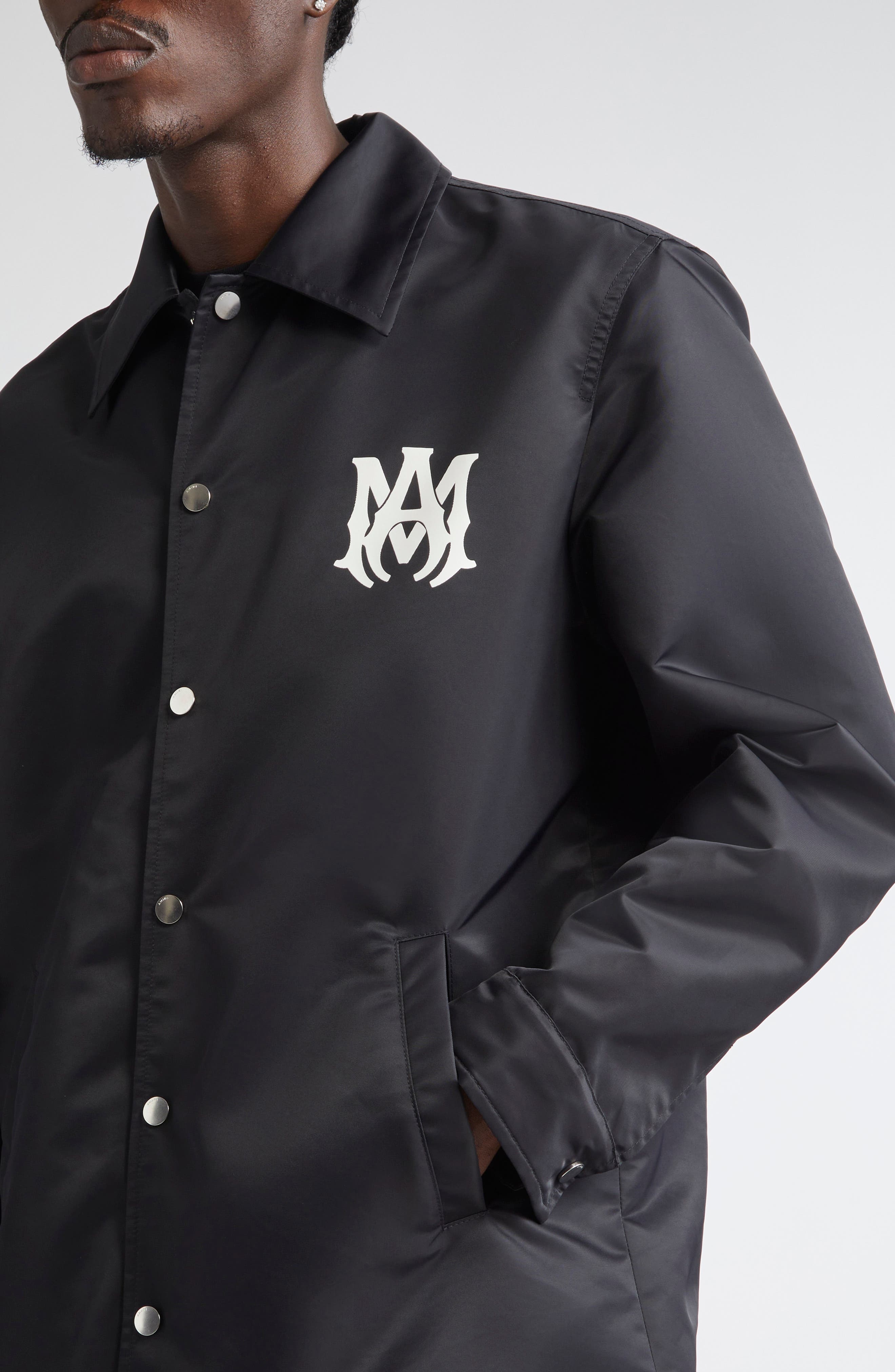 AMIRI MA Water Resistant Nylon Coach's Jacket in Black at Nordstrom - 5