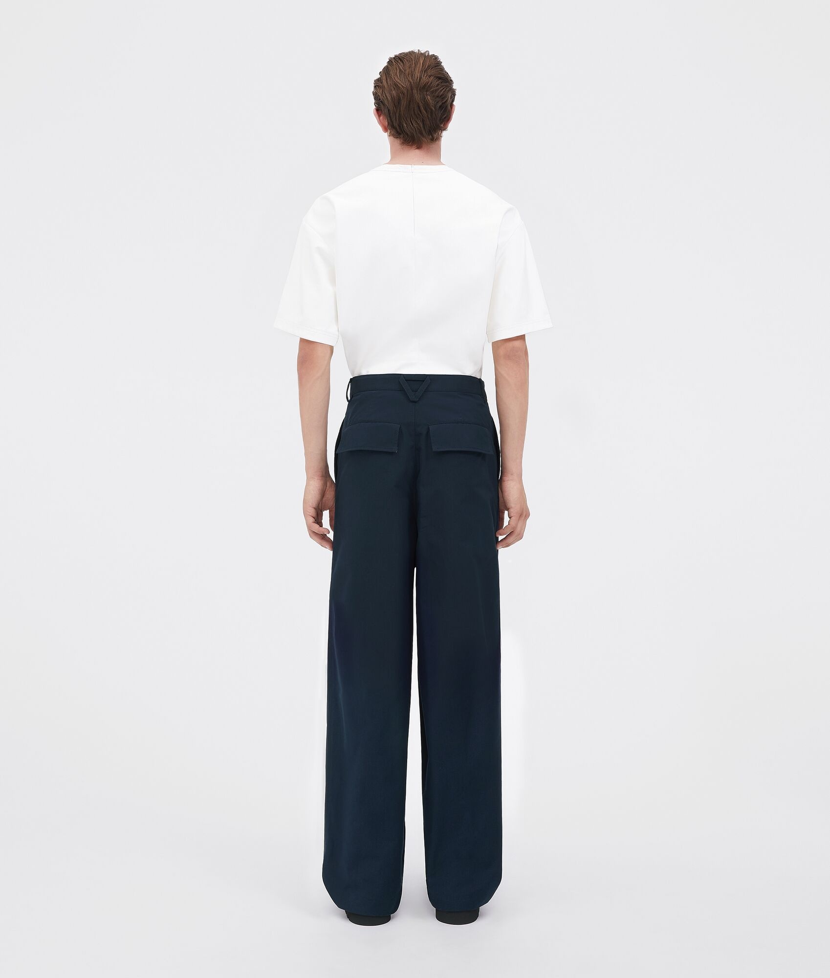 compact cotton wide leg trousers - 3