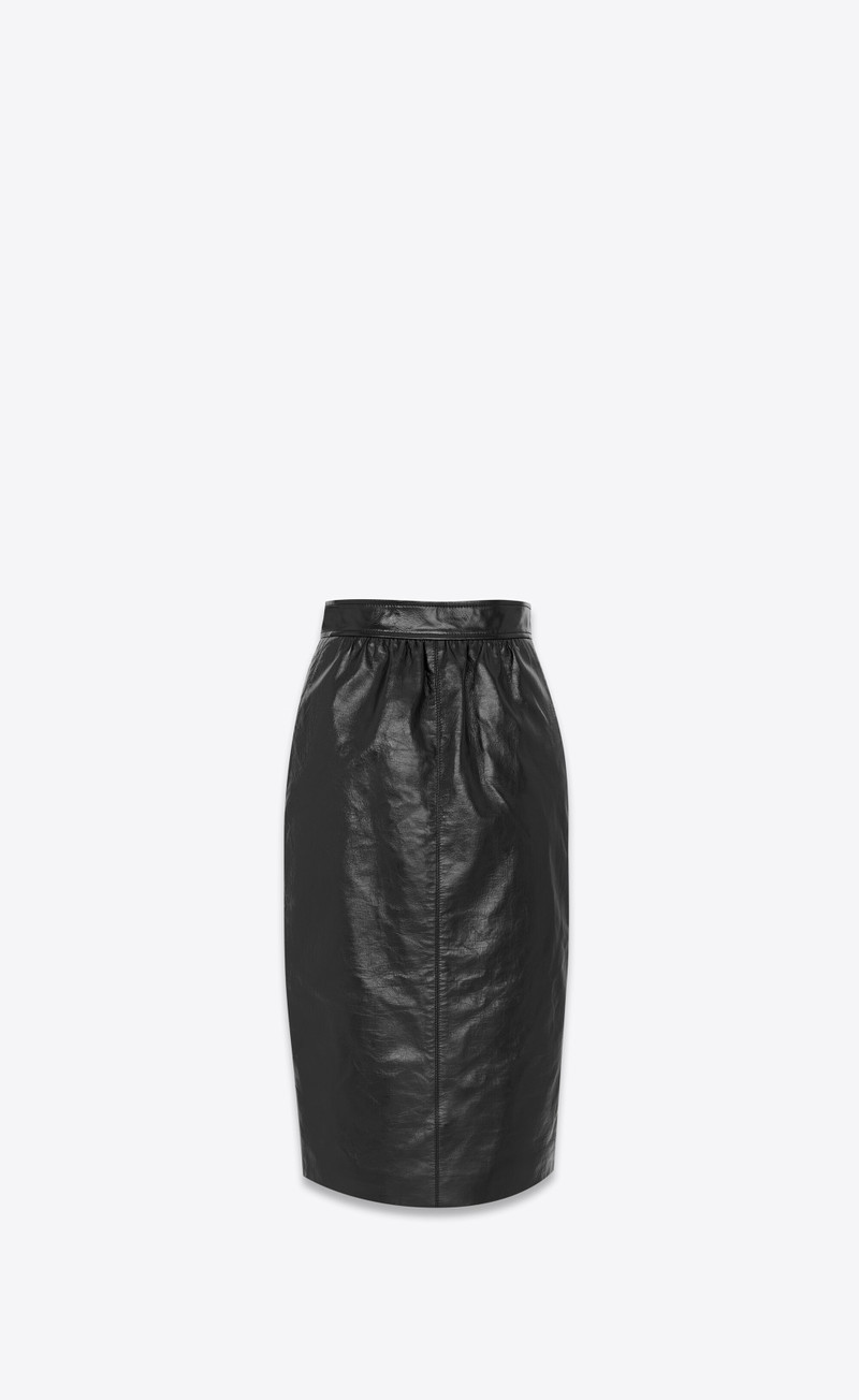 pencil skirt in shiny leather 1