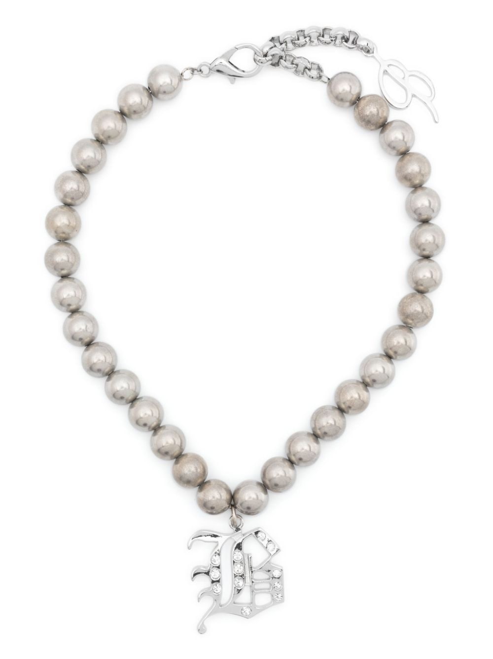 logo-lettering polished-finish necklace - 3