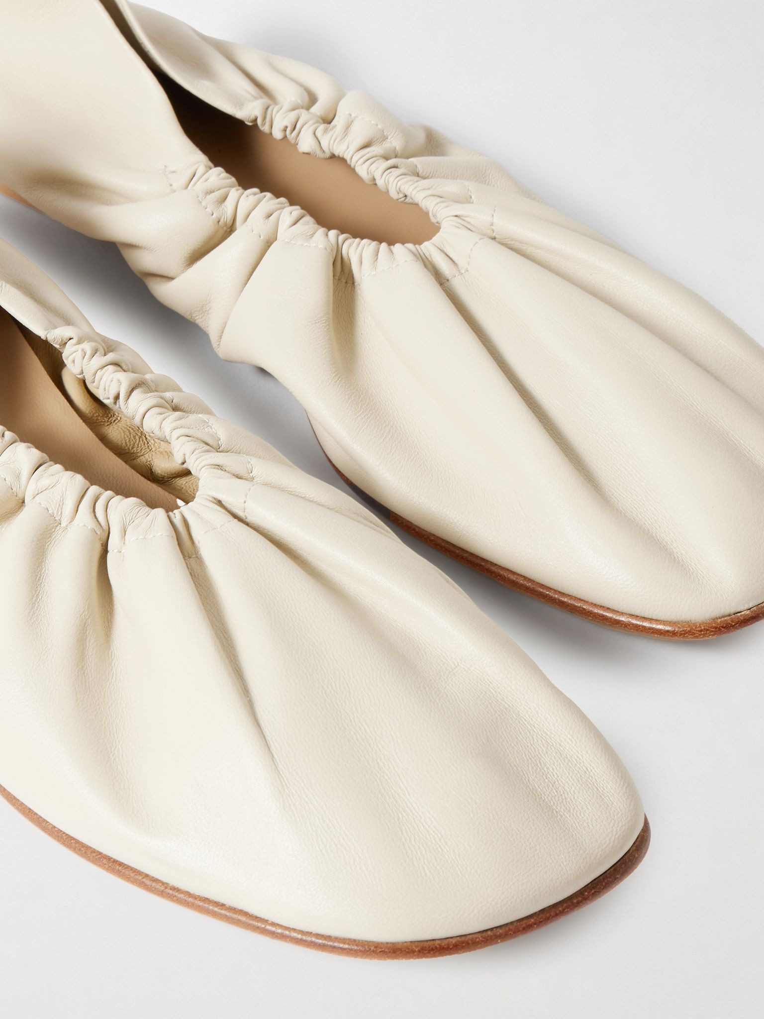Mica gathered leather ballet flats Ecru - 4