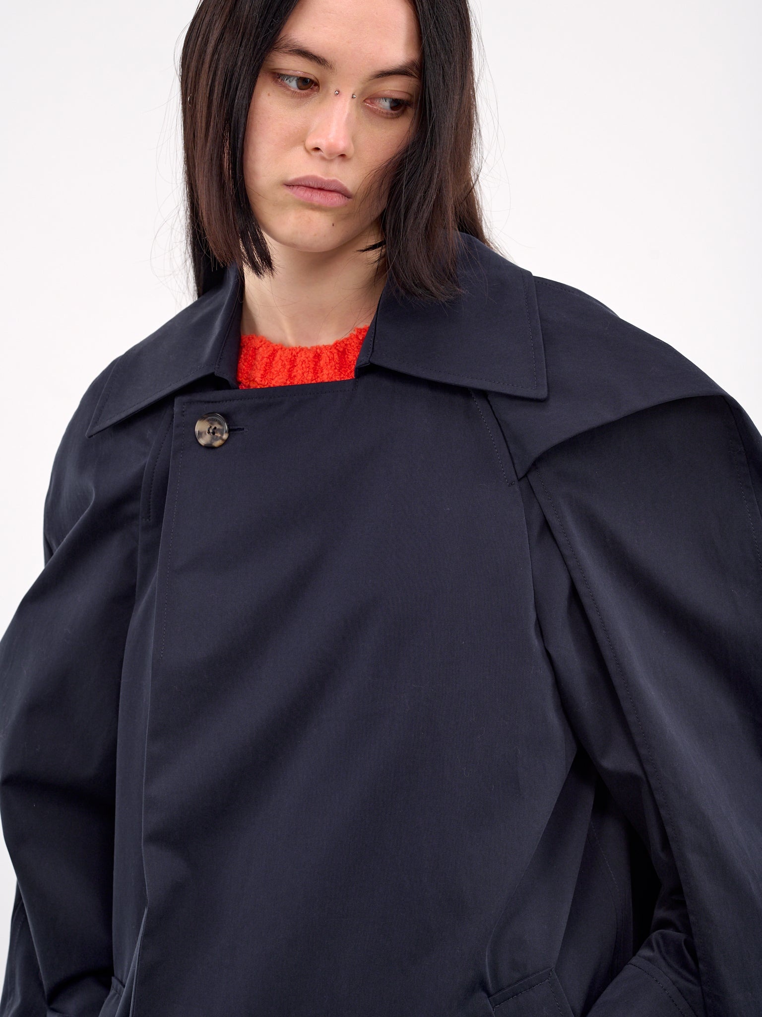 Asymmetric Cape Trench Coat - 5