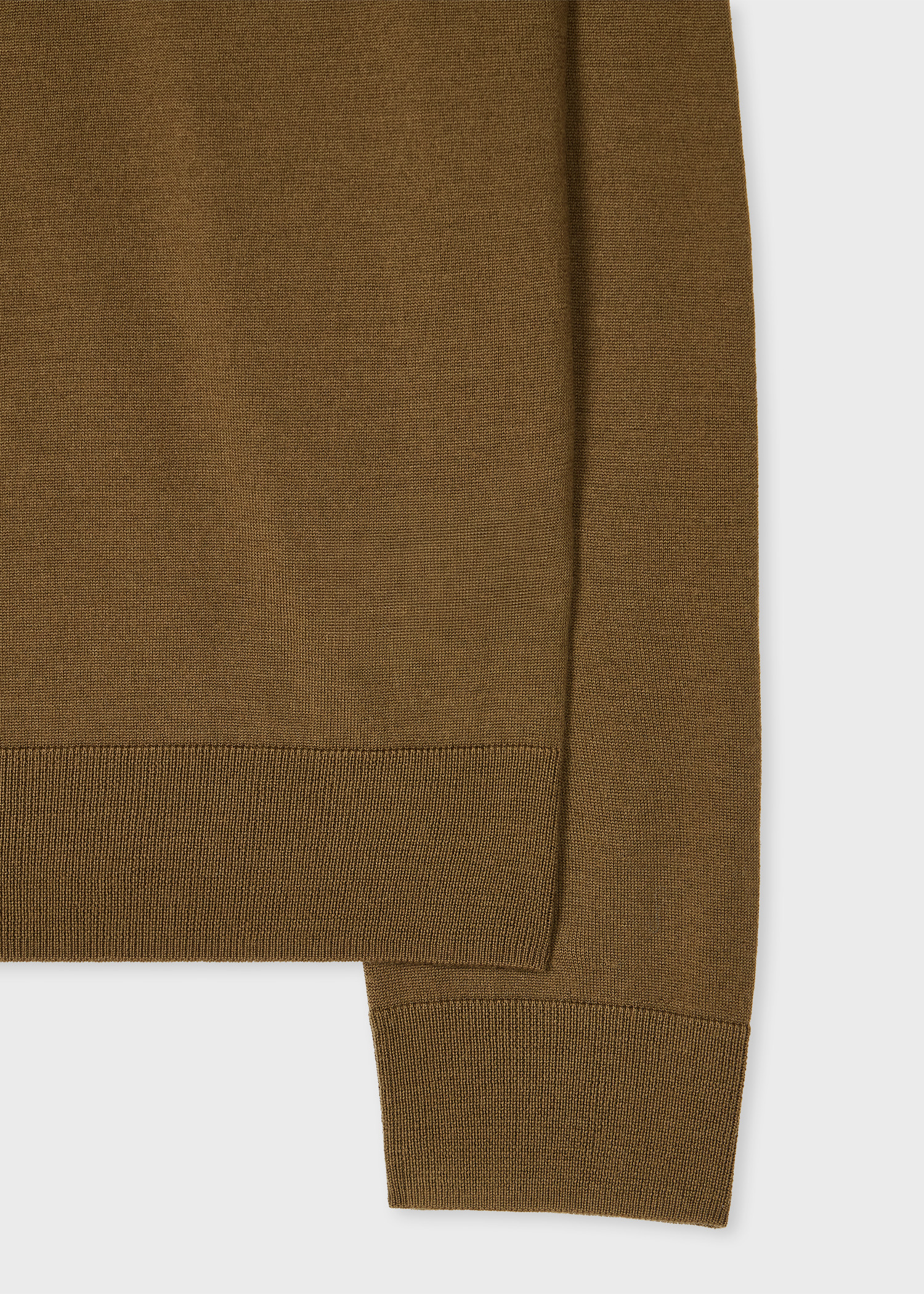 Dark Khaki 'Signature Stripe' Zip Trim Washable Merino Wool Polo Shirt - 3