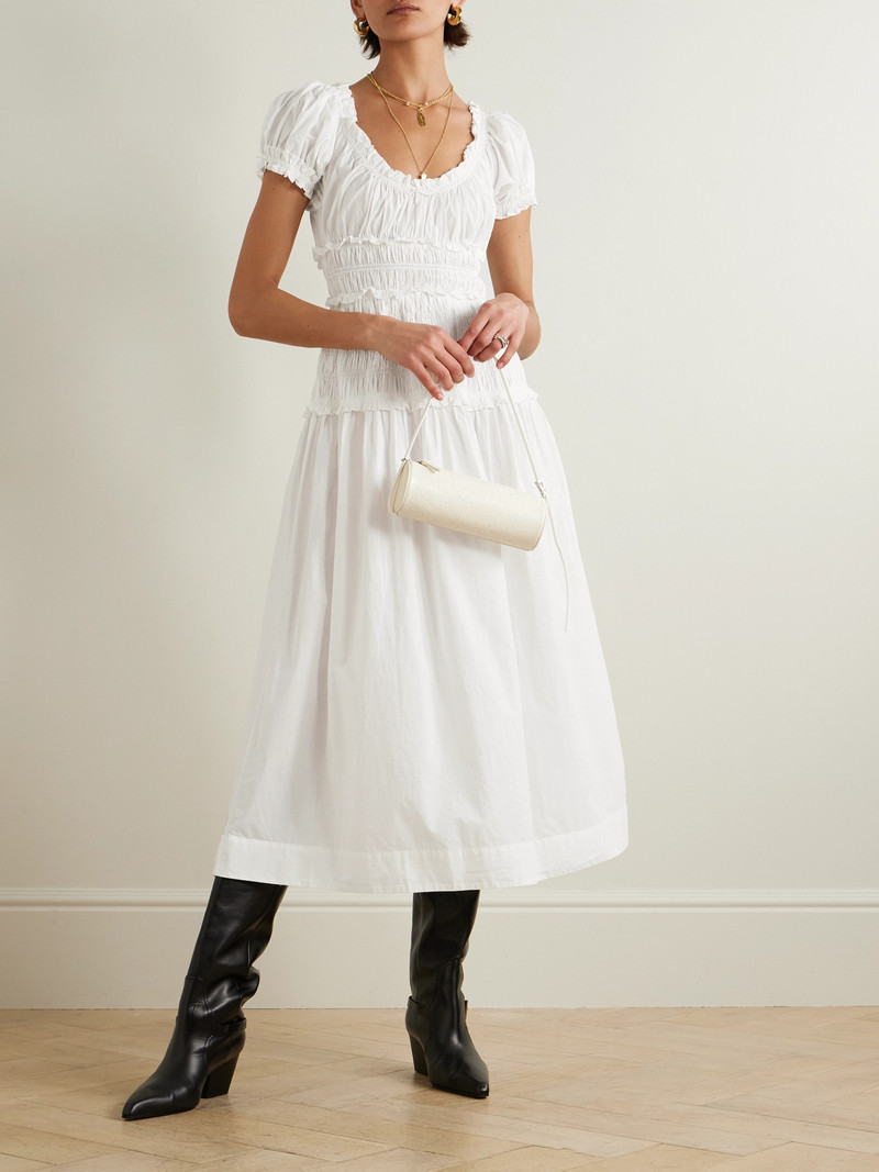 DÔEN Leanne Shirred Organic Cotton-voile Midi Dress outlook