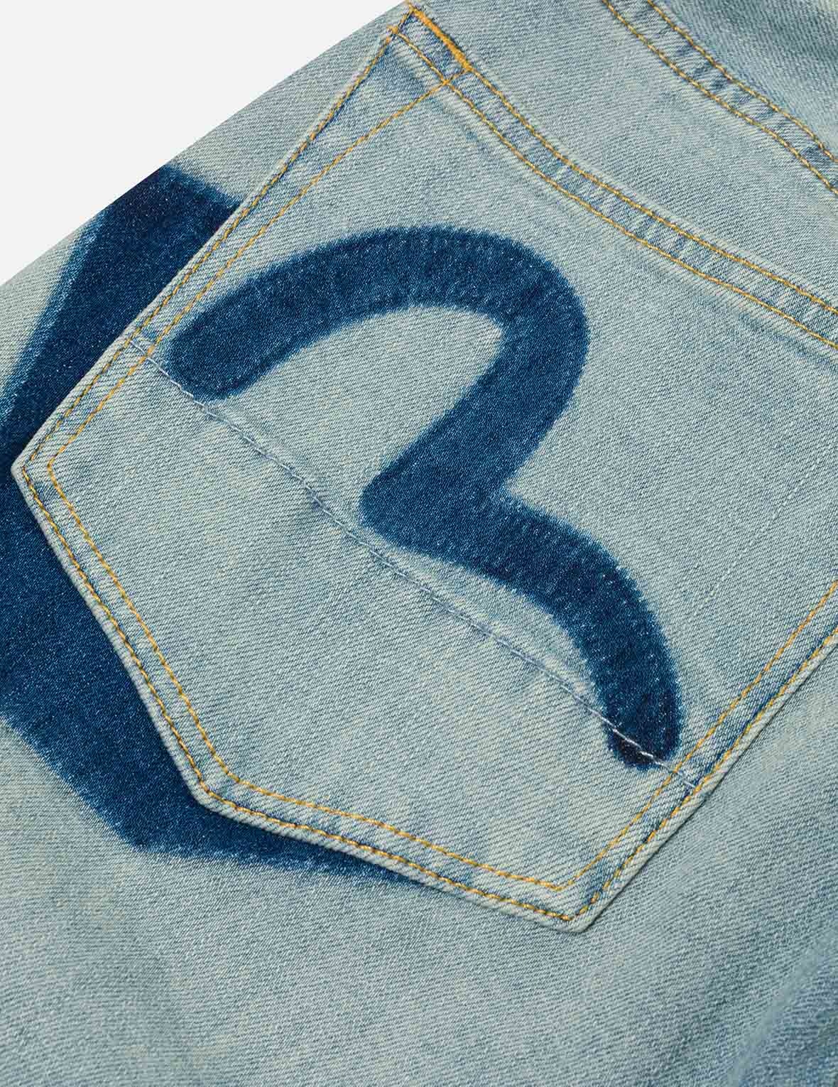 Multi-Pocket with Seagull Print 3D Fit Jeans - 8