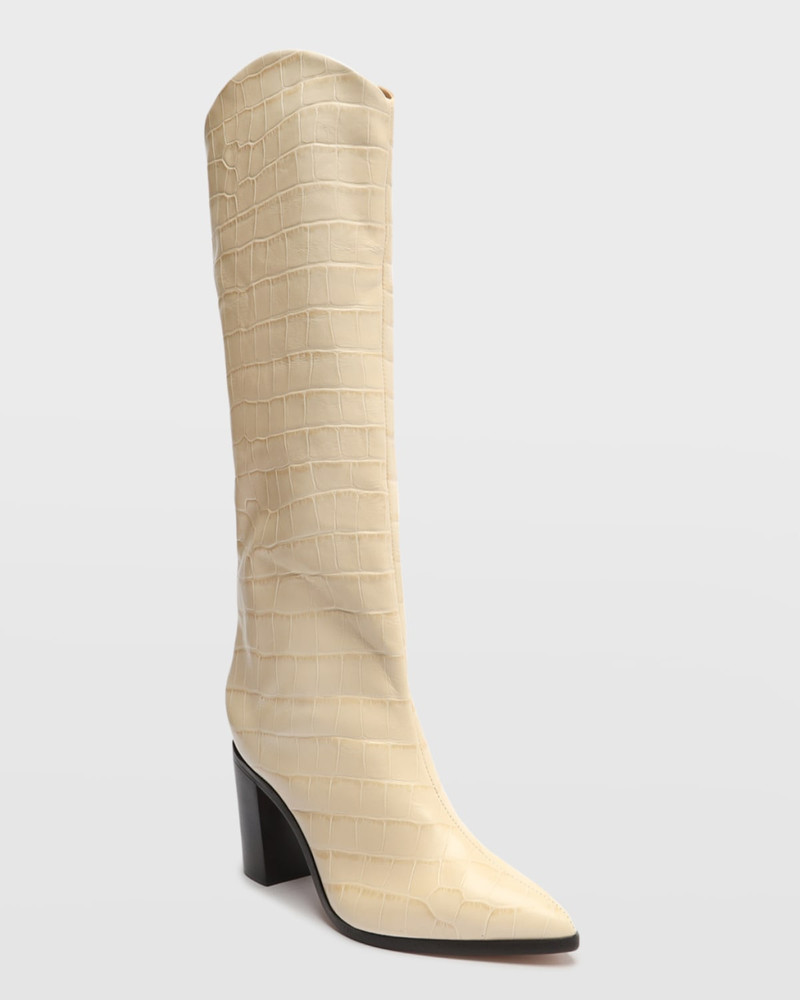 SCHUTZ Analeah Croc-Embossed Knee-High Boots outlook