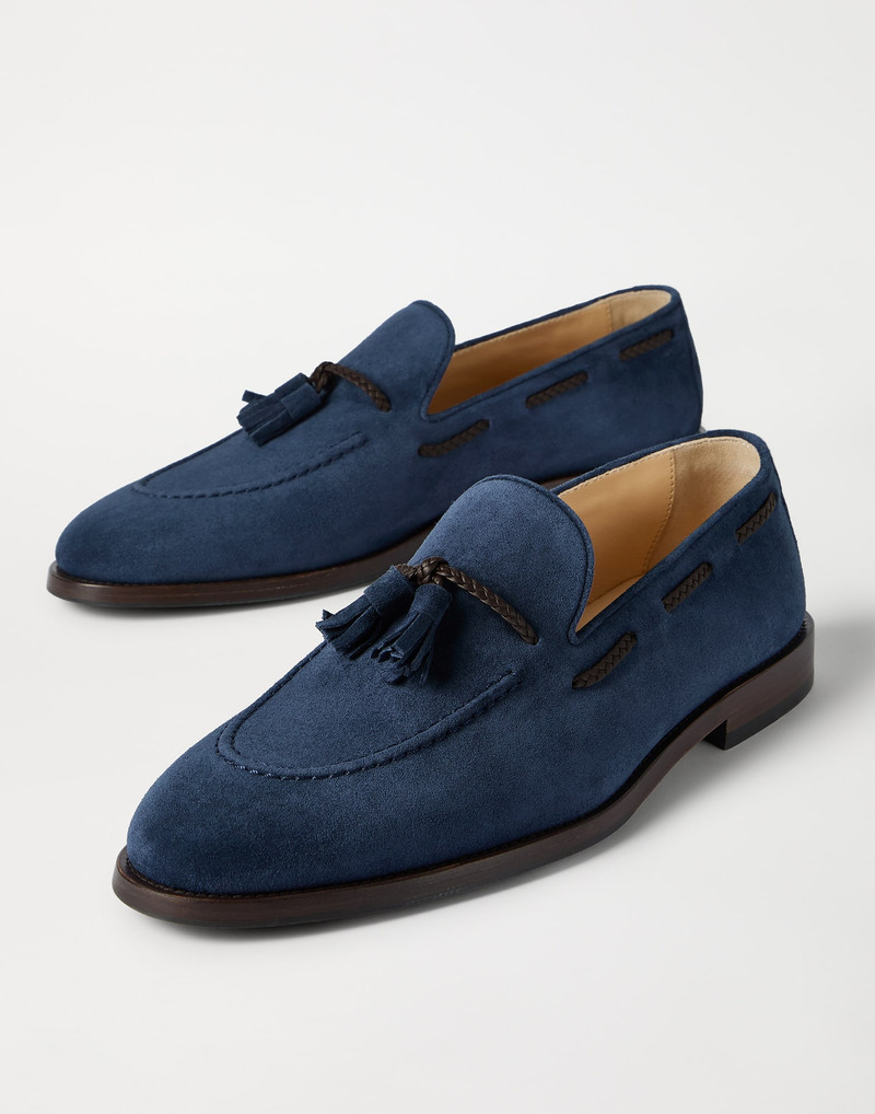 Suede loafers with tassels 4