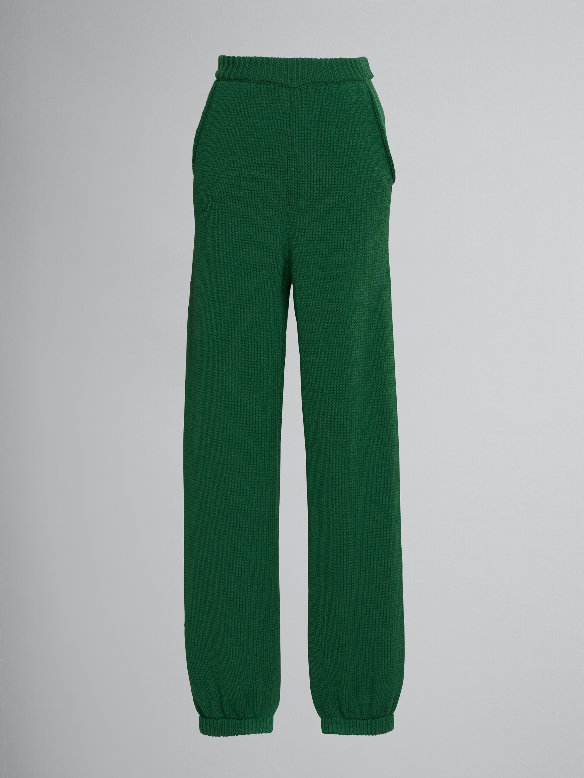 WIDE TROUSERS IN GREEN WOOL - 1