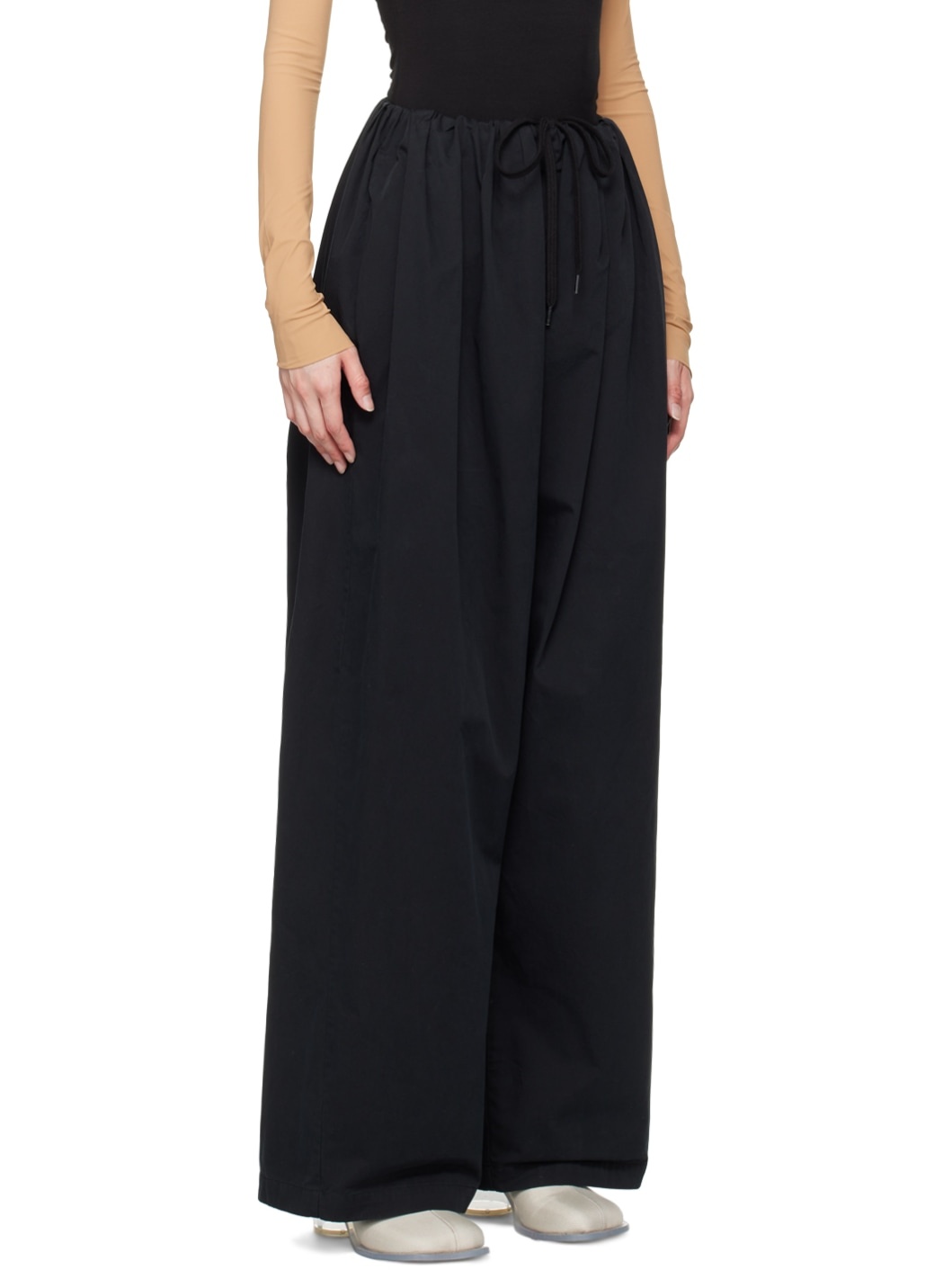 Black Gathered Trousers - 2