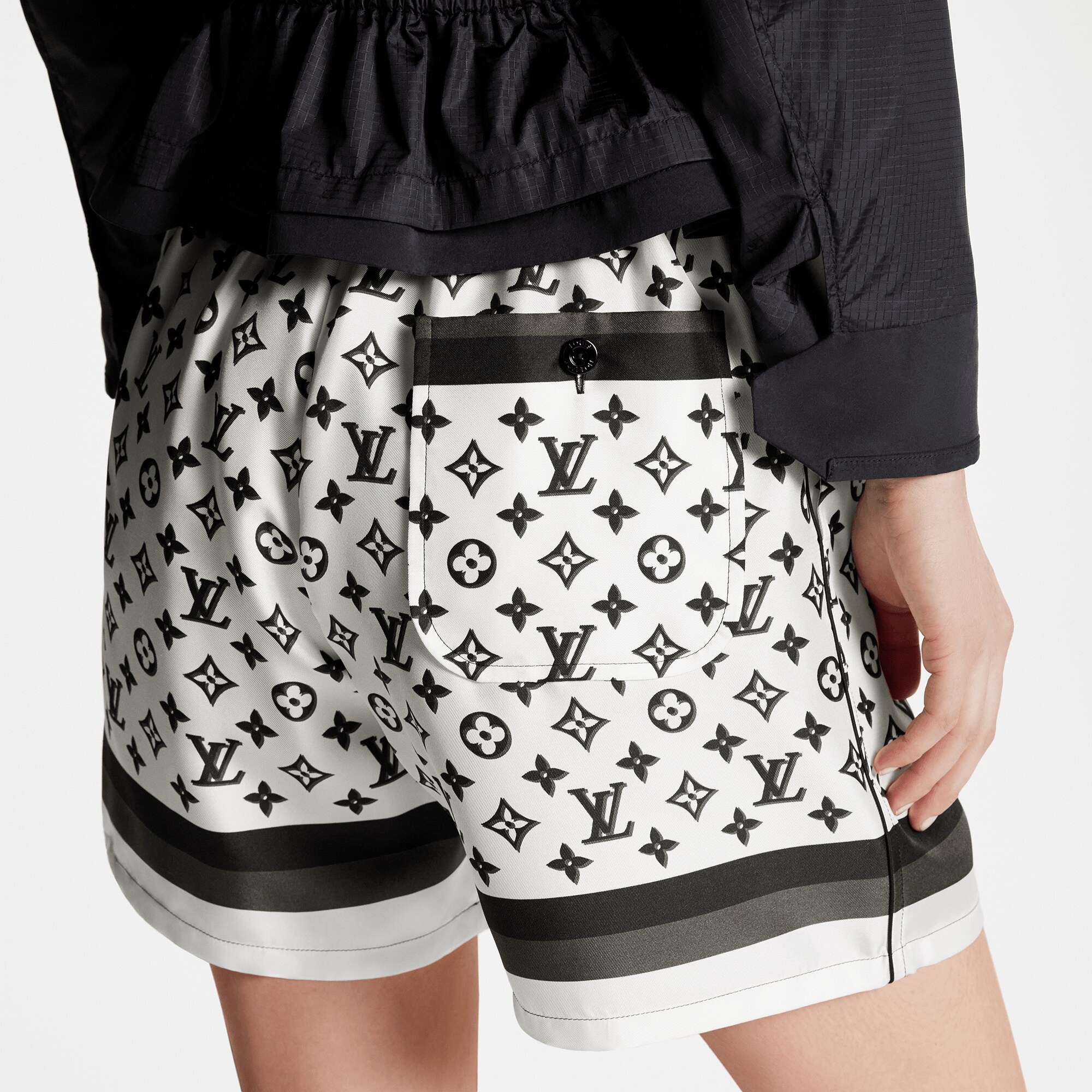 3D Monogram Stripe Accent Pajama Shorts - 2